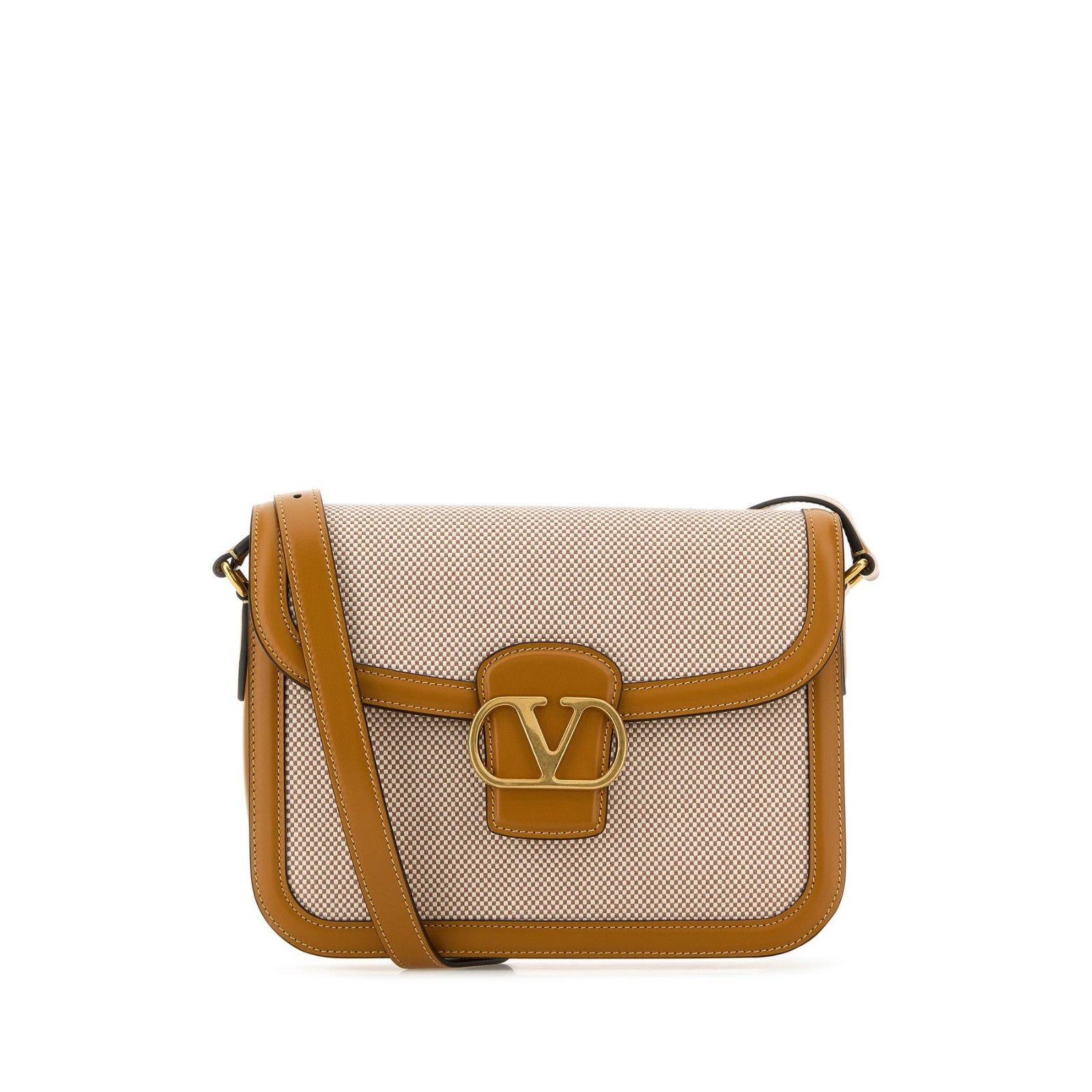 VALENTINO GARAVANI 9TO5 Brown Canvas Leather New & Authenti