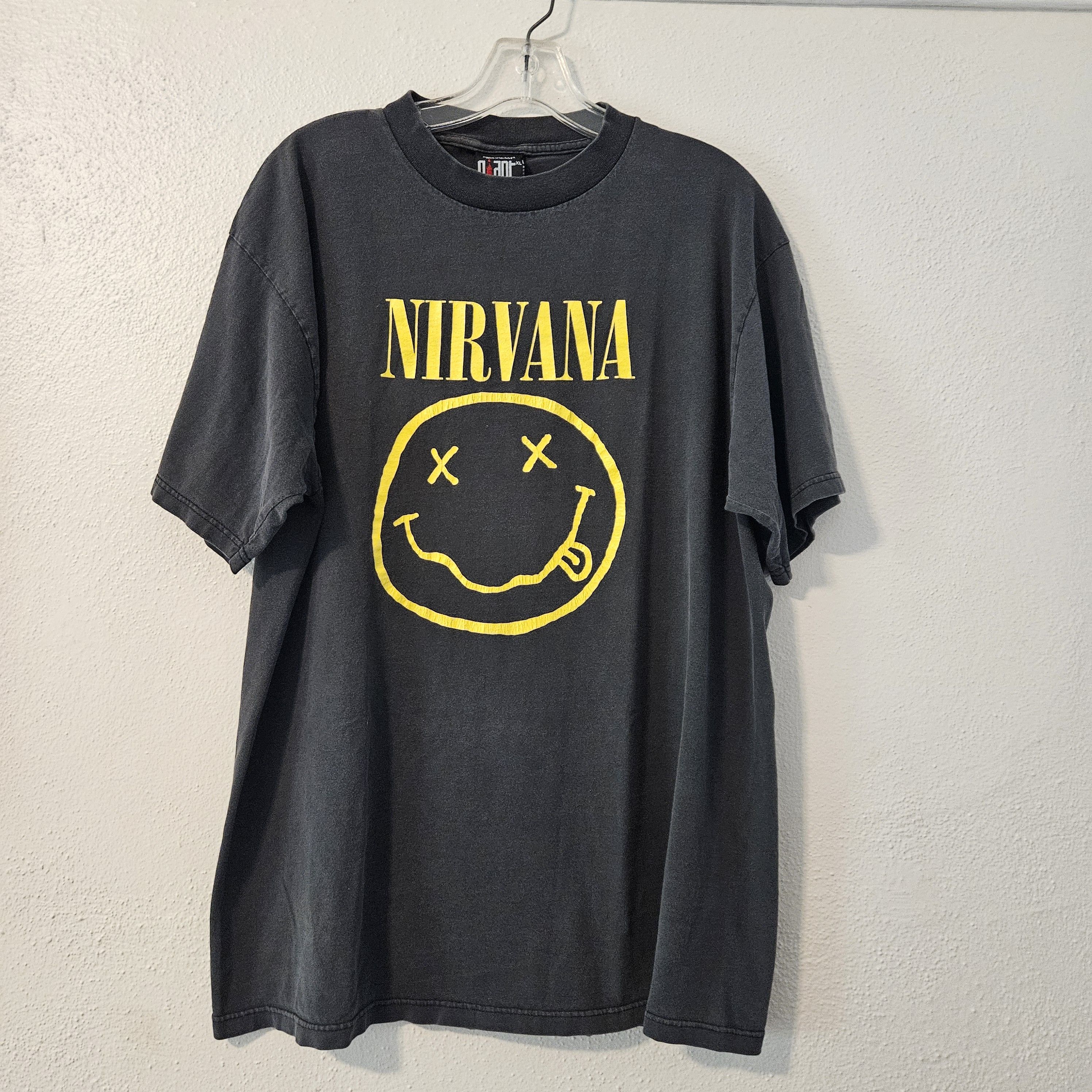 image of Giant Nirvana Smiley Face, Double Sided in Black, Men's (Size XL)