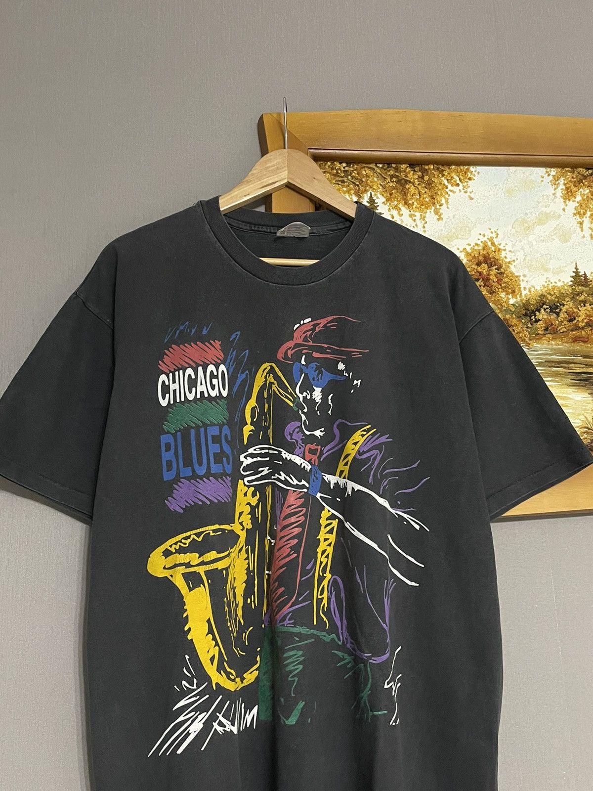 Band Tees Vintage 90s Faded Chicago Blues Stussy Style T-shirt Size US XL / EU 56 / 4 - 2 Thumbnail