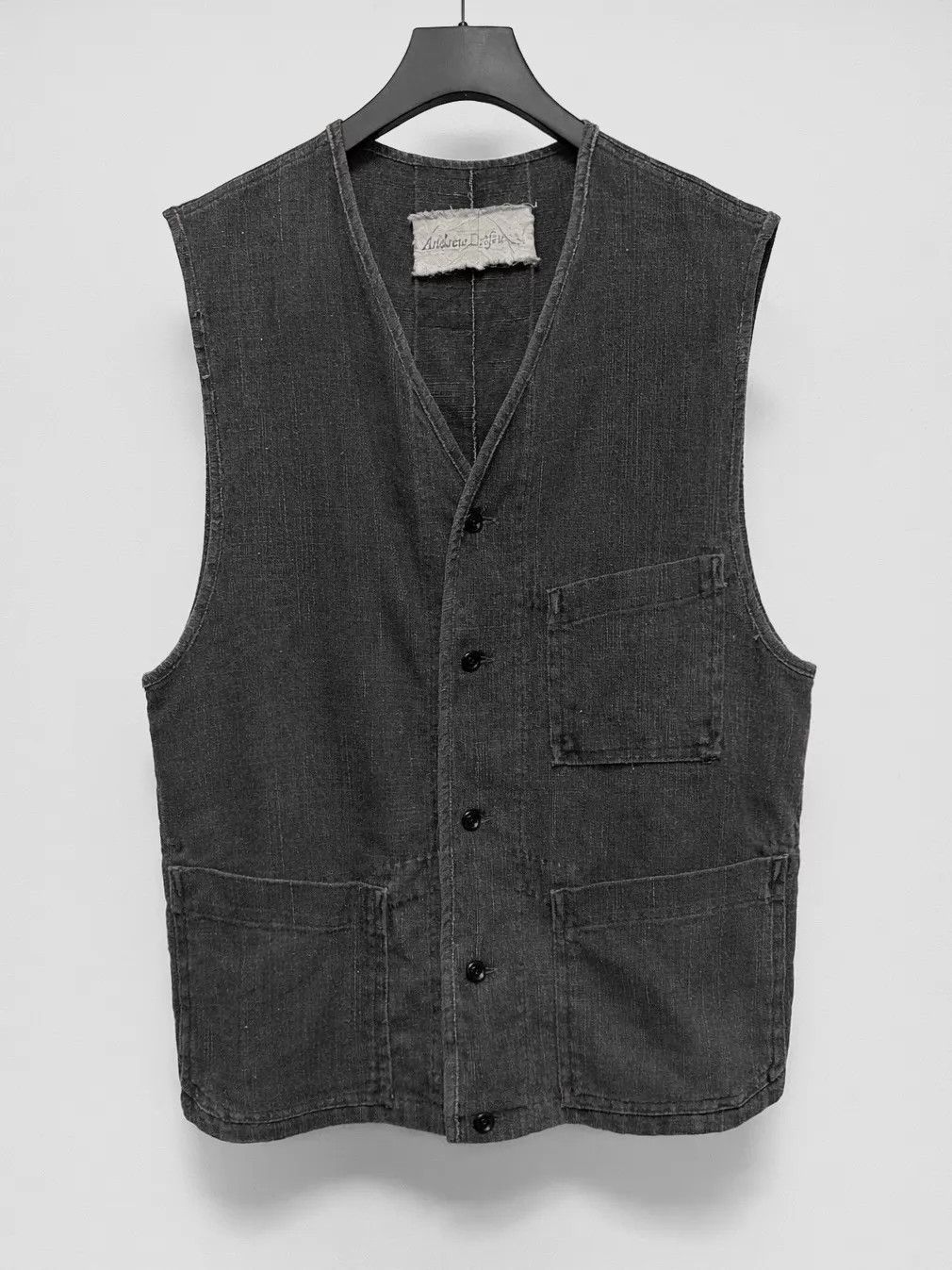 Other Andrew Driftwood 19C Linen Ink Dyed Handmade Vest (Rare) Size US S / EU 44-46 / 1 - 1 Thumbnail