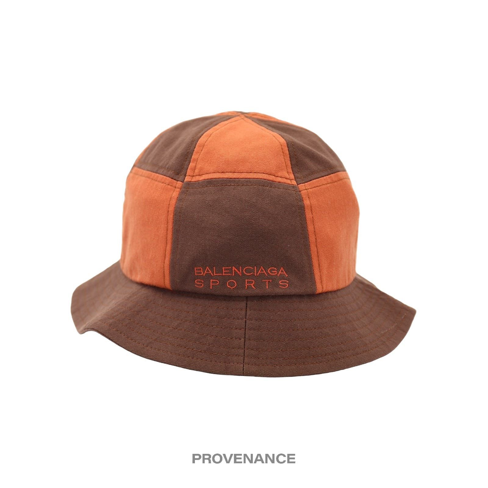 image of Balenciaga Sports Bucket Hat - Brown Orange Patchwork, Men's