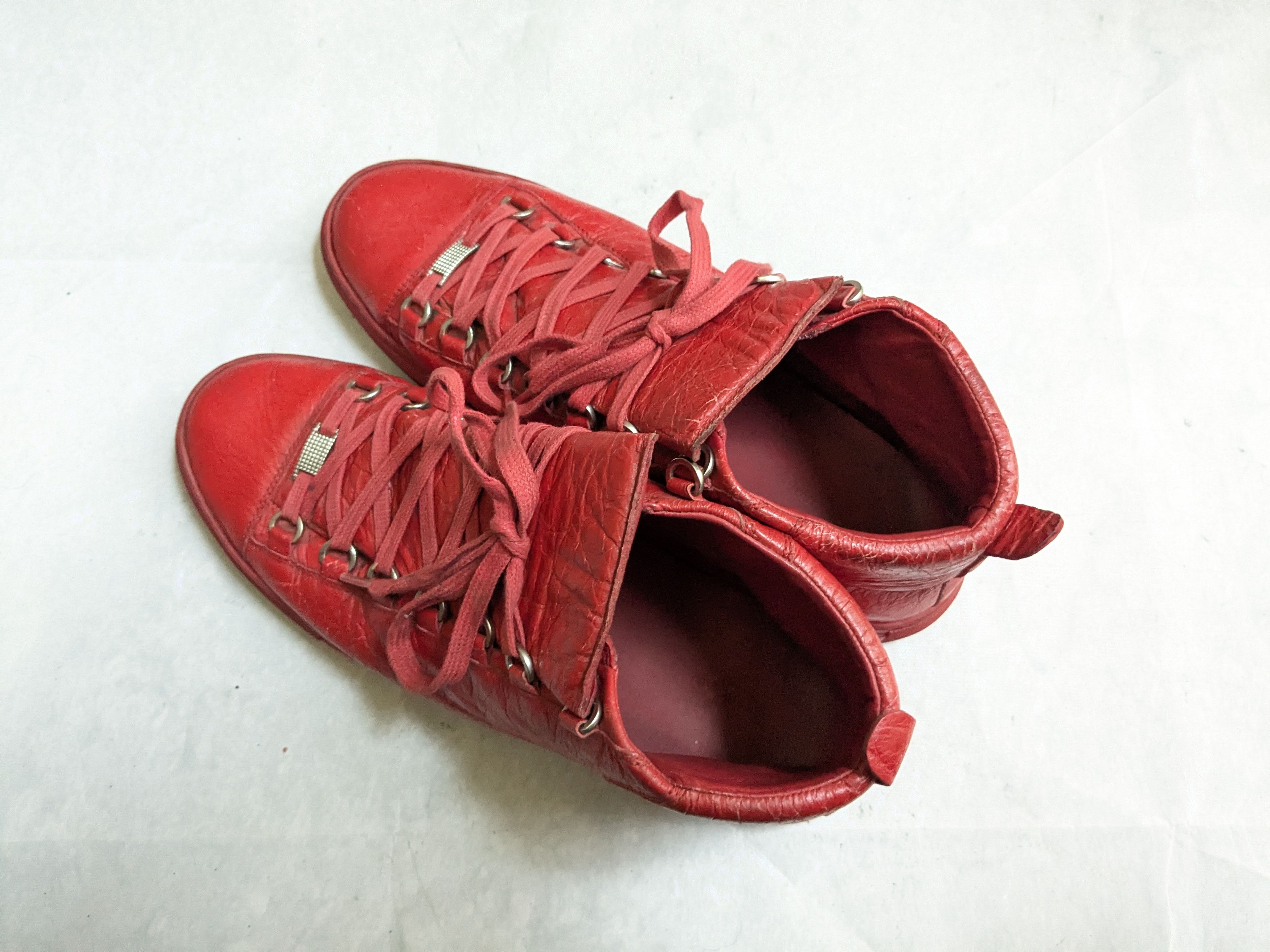 Balenciaga Balenciaga Arena Sneakers Red 12 High Top Leather Size US 12 / EU 45 - 14 Thumbnail