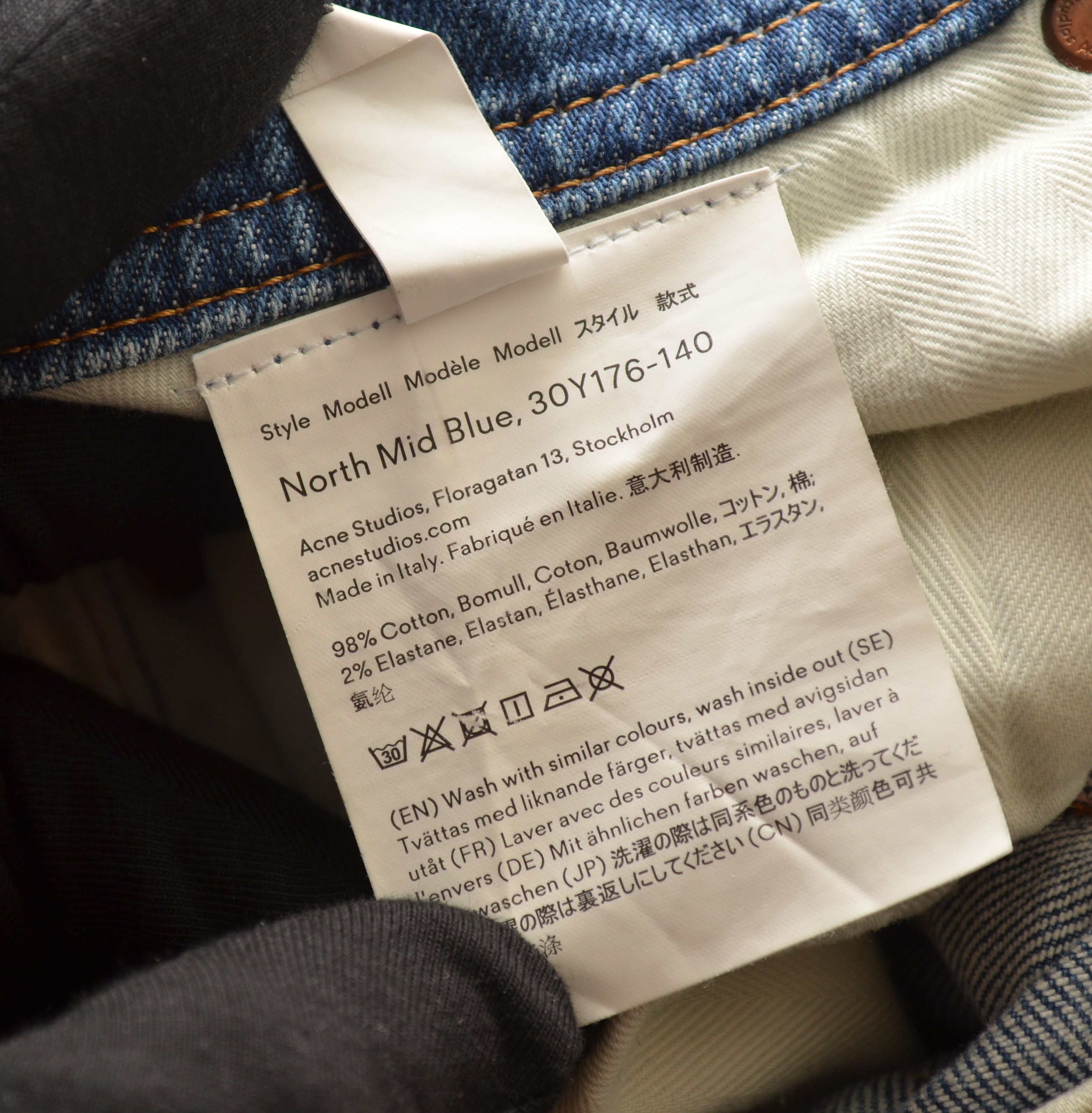 Acne Studios Bla Konst North Mid Blue Denim Jeans Sz W30 L30