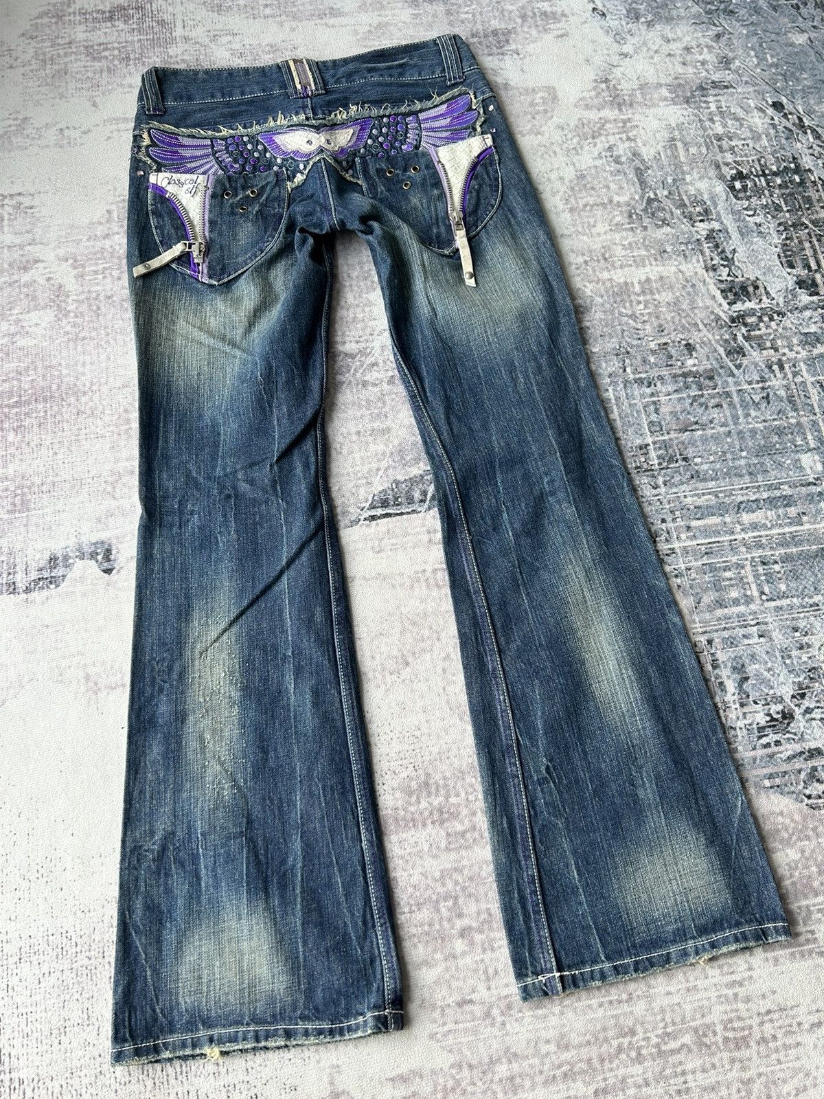 If Six Was Nine Butterfly Embroidery Logo Flared Jeans Size US 31 - 3 Thumbnail