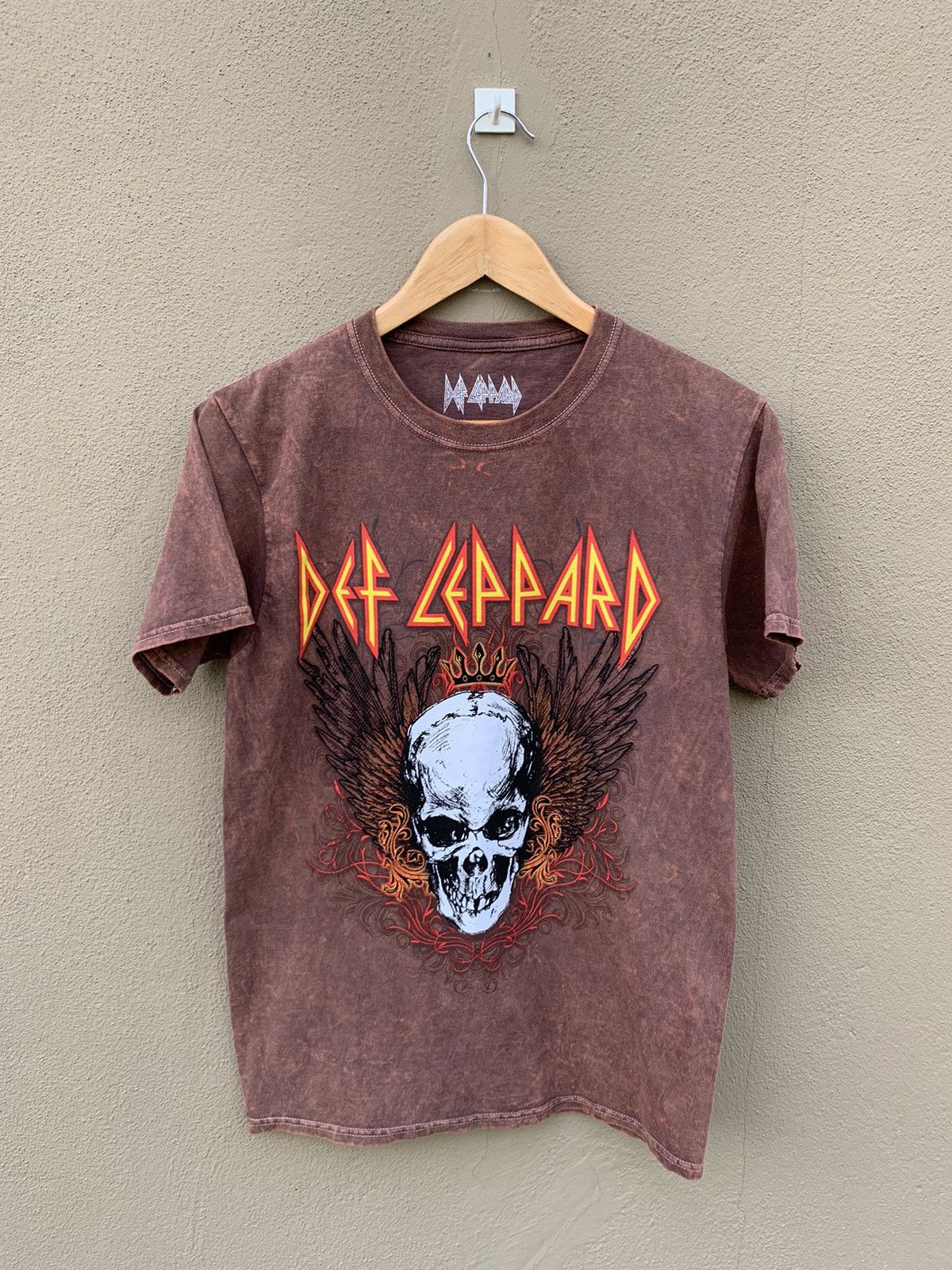 image of Band Tees x Vintage Faded Def Leppard Tie Dye Band Tee in Brown, Men's (Size Small)