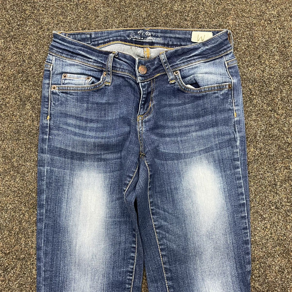 Vintage Y2K Baggy Wide Leg Faded Bootcut Jeans Streetwear Blue Logo Size 32" / US 10 / IT 46 - 4 Thumbnail