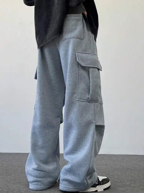 Designer × Japanese Brand Grey Cargo Pocket sweatpants Loose Baggy fit Size US 36 / EU 52 - 3 Thumbnail