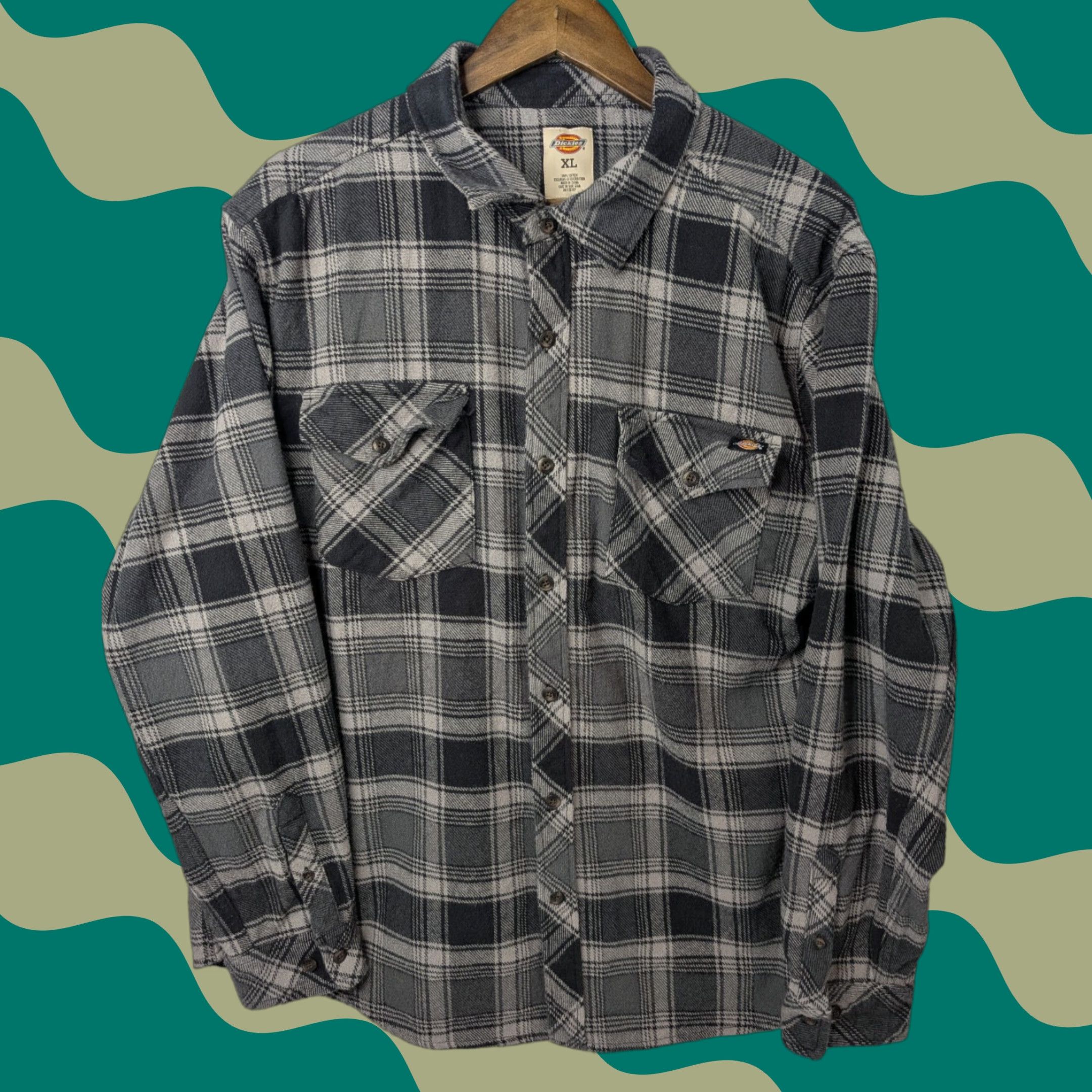 Dickies Dickies Shirt Men XL Long Sleeve Flannel Black Gray Plaid Button-Up Casual Workwear Size US XL / EU 56 / 4 - 1 Thumbnail