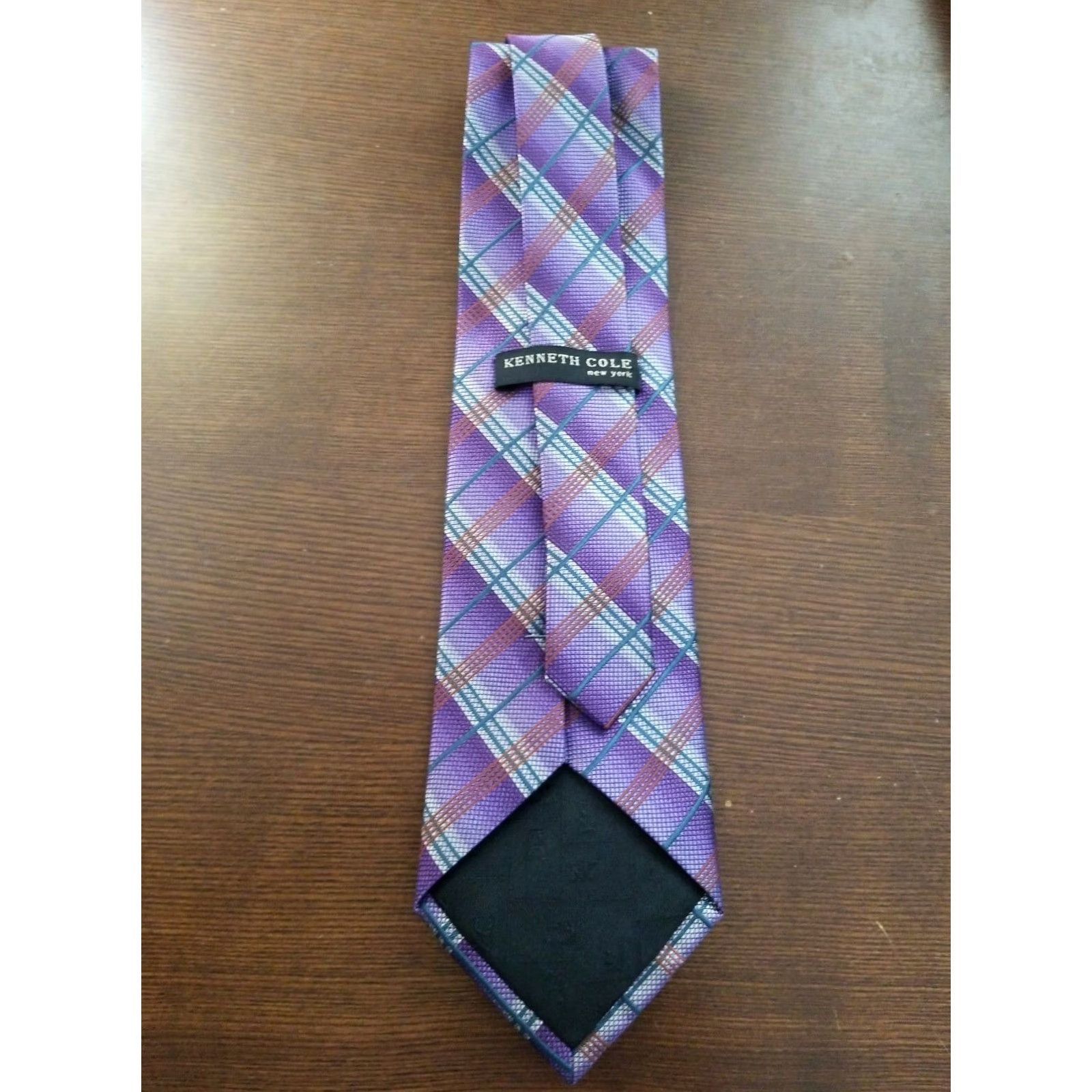 Kenneth Cole Kenneth Cole New York Men's 100% Silk Striped Neck Tie Purple Wide Classic 57-60in Tie Mens Size ONE SIZE - 3 Thumbnail