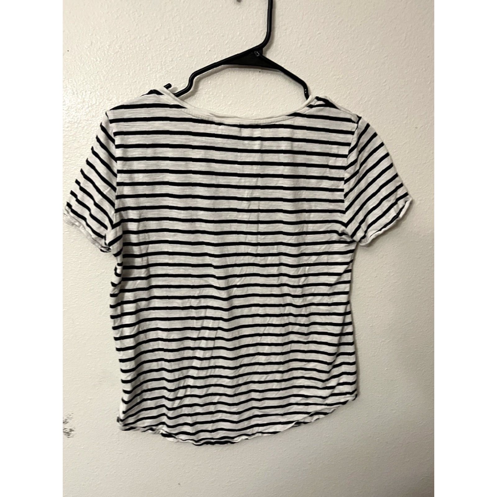 H&M H&M White Striped T-Shirt Women Small Cotton Blend Short Sleeve Classic Size S / US 4 / IT 40 - 3 Thumbnail