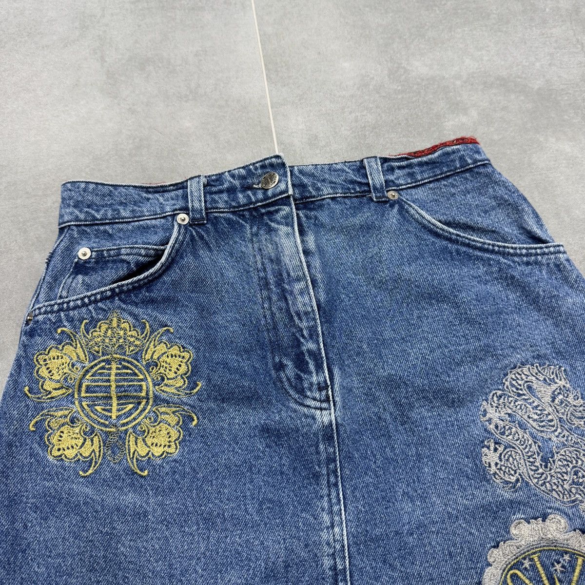 Ferre × Vintage Vintage Ferre Jeans Embroidered Logo Denim Skirt Size M Size 34" / US 12 / IT 48 - 5 Thumbnail