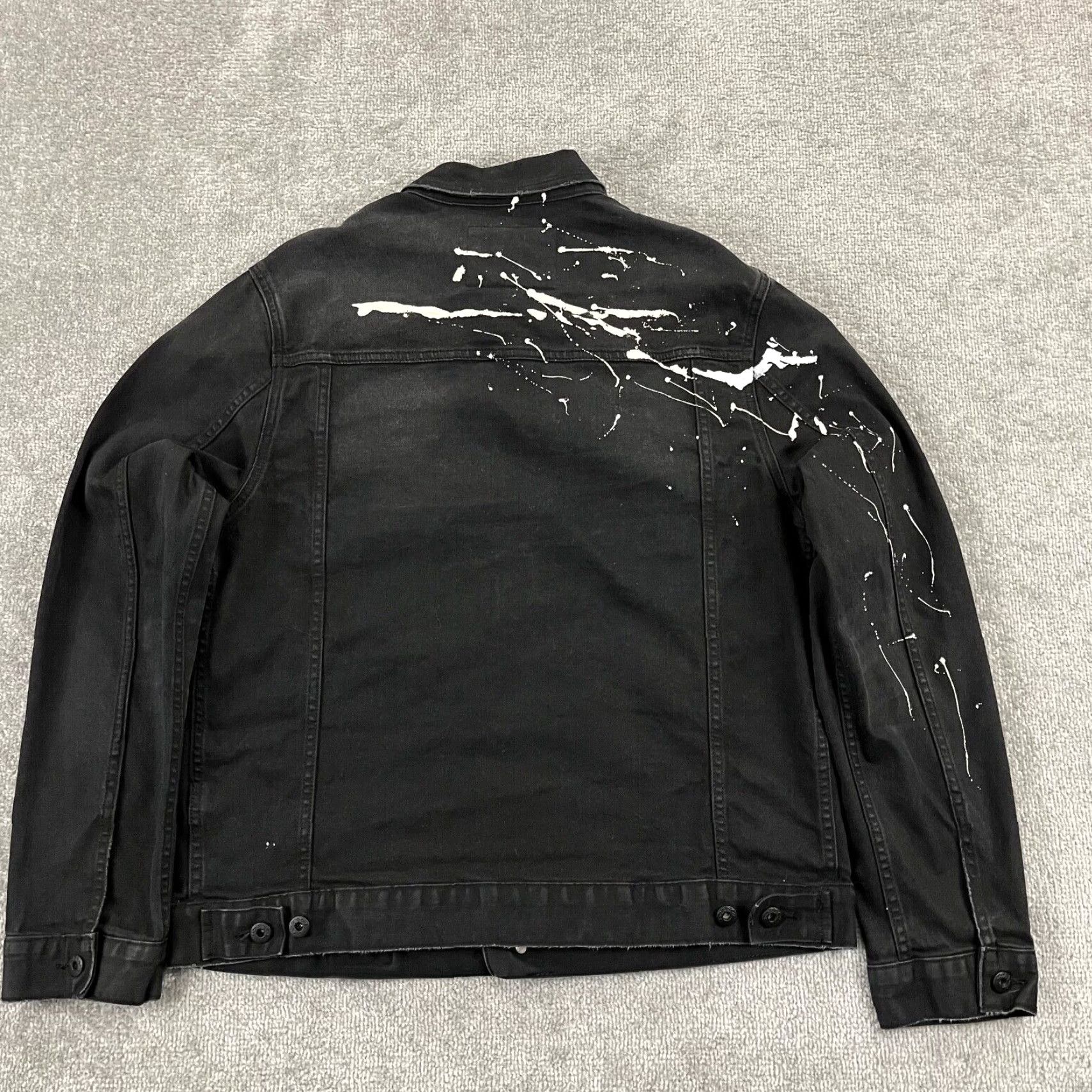 Prps PRPS Jacket Mens XL Slim Black White Liberty Paint Splatter Denim Button Up L/S Size US XL / EU 56 / 4 - 2 Thumbnail