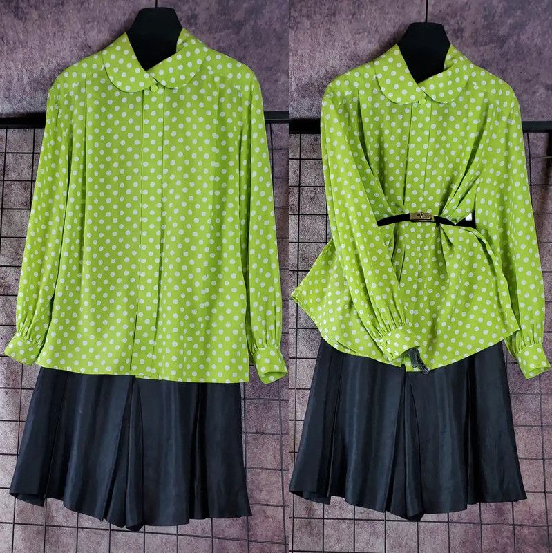 Dior Dior Green Polka Dot Long Sleeve Shirt 0089 Size M / US 6-8 / IT 42-44 - 1 Thumbnail