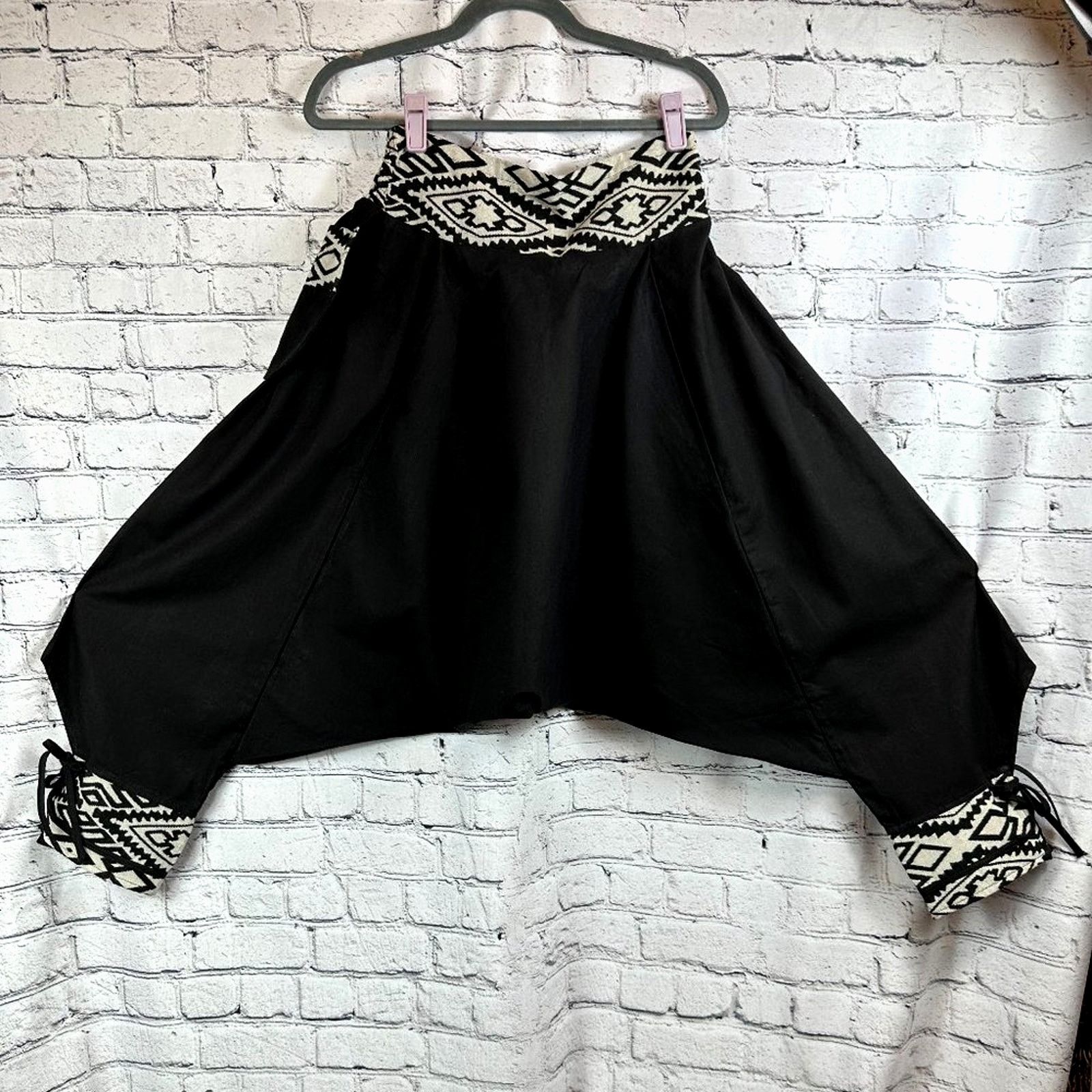 Other Wer bist du? Harem Pants Patterned Cuffs Black OS Size 29" - 7 Thumbnail