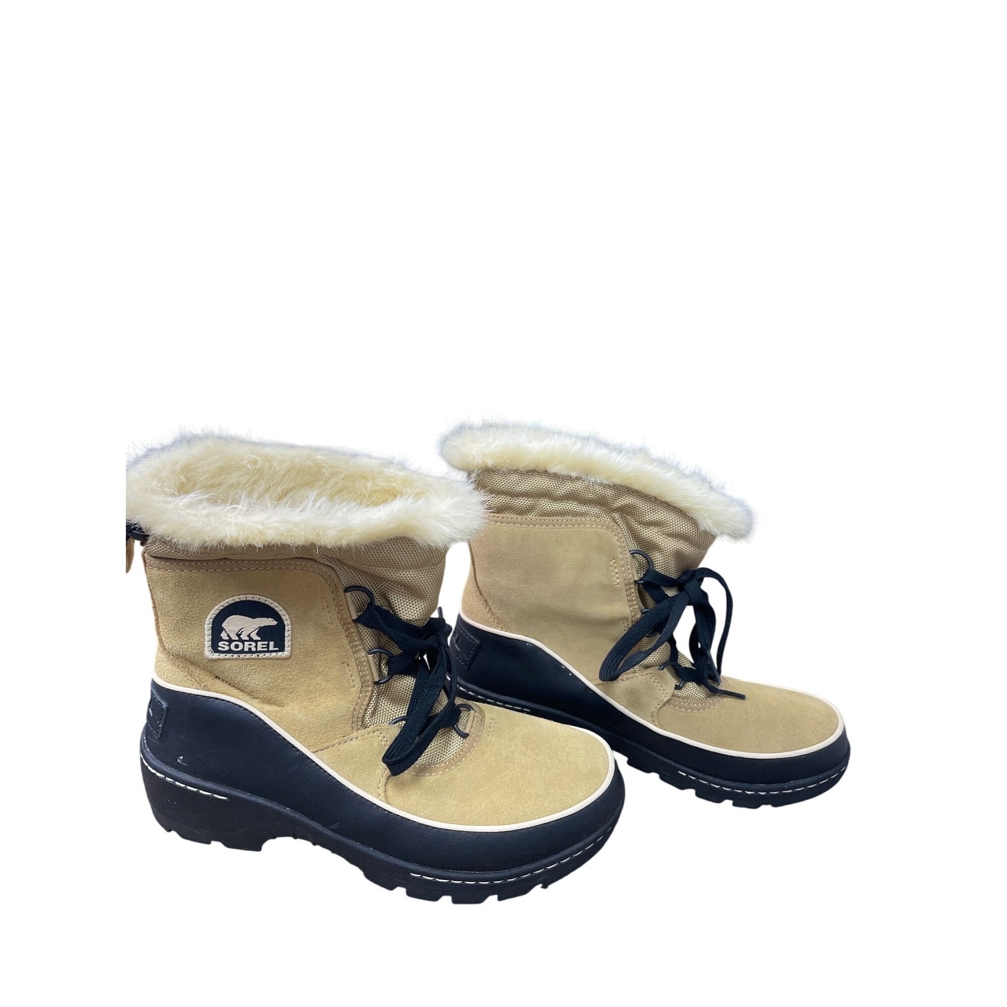 SOREL Sorel Womens brown black leather Faux Fur Waterproof Winter Size US 7.5 / IT 37.5 - 2 Thumbnail