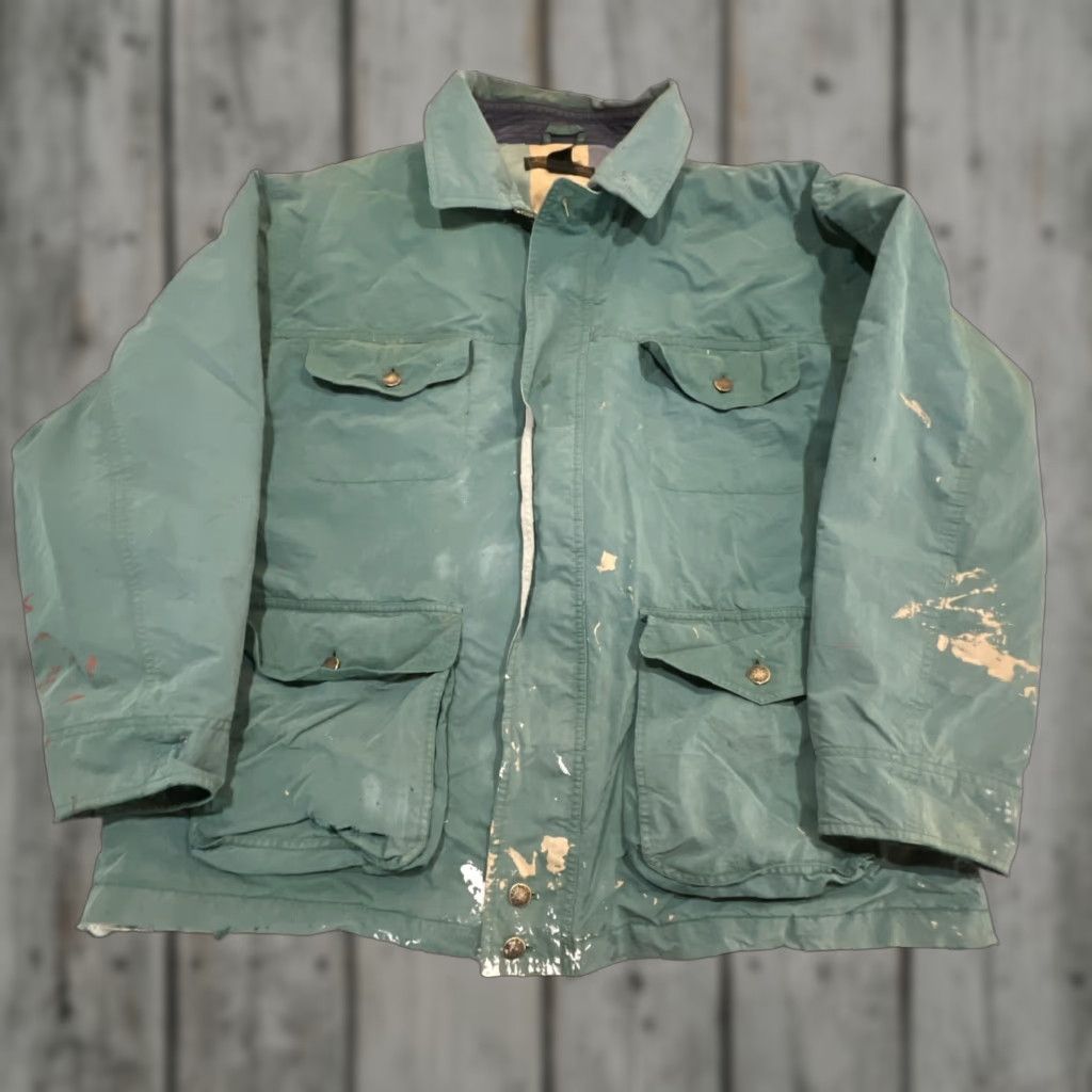 Eddie Bauer VINTAGE Eddie Bauer Jacket XL Full Zip Garden Chore Thrashed Stained Holes Fade Green Windbreaker 90s Mens Size US XL / EU 56 / 4 - 1 Thumbnail