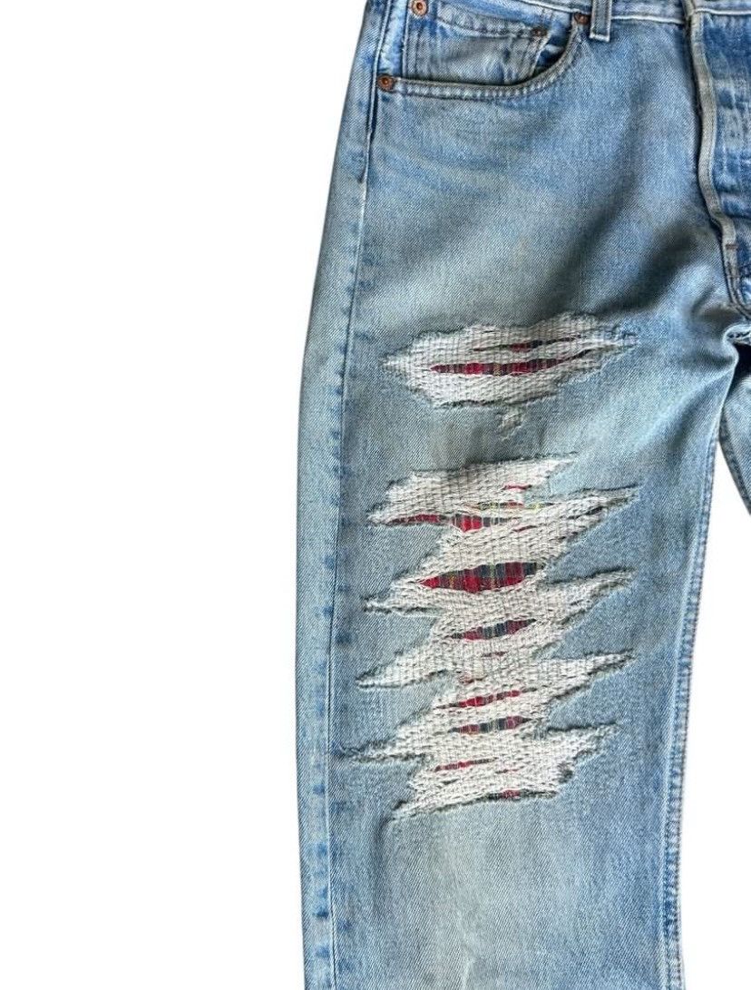Levi's × Vintage Vintage Distressed Levis 501/ Grunge Rock Style/ patchwork Size US 31 - 4 Thumbnail