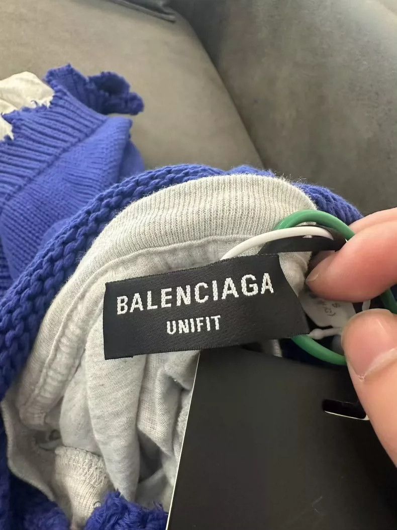 Balenciaga Balenciaga Blue Distressed Embroidered Hoodie-2505 Size US XS / EU 42 / 0 - 3 Thumbnail