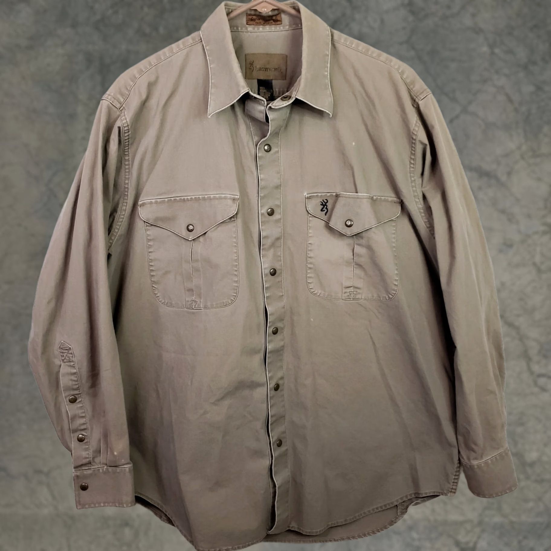 Vintage Browning Super Naturals Men L Brown Long Sleeve Snap Button Shirt 100% Cotton Size US L / EU 52-54 / 3 - 1 Thumbnail