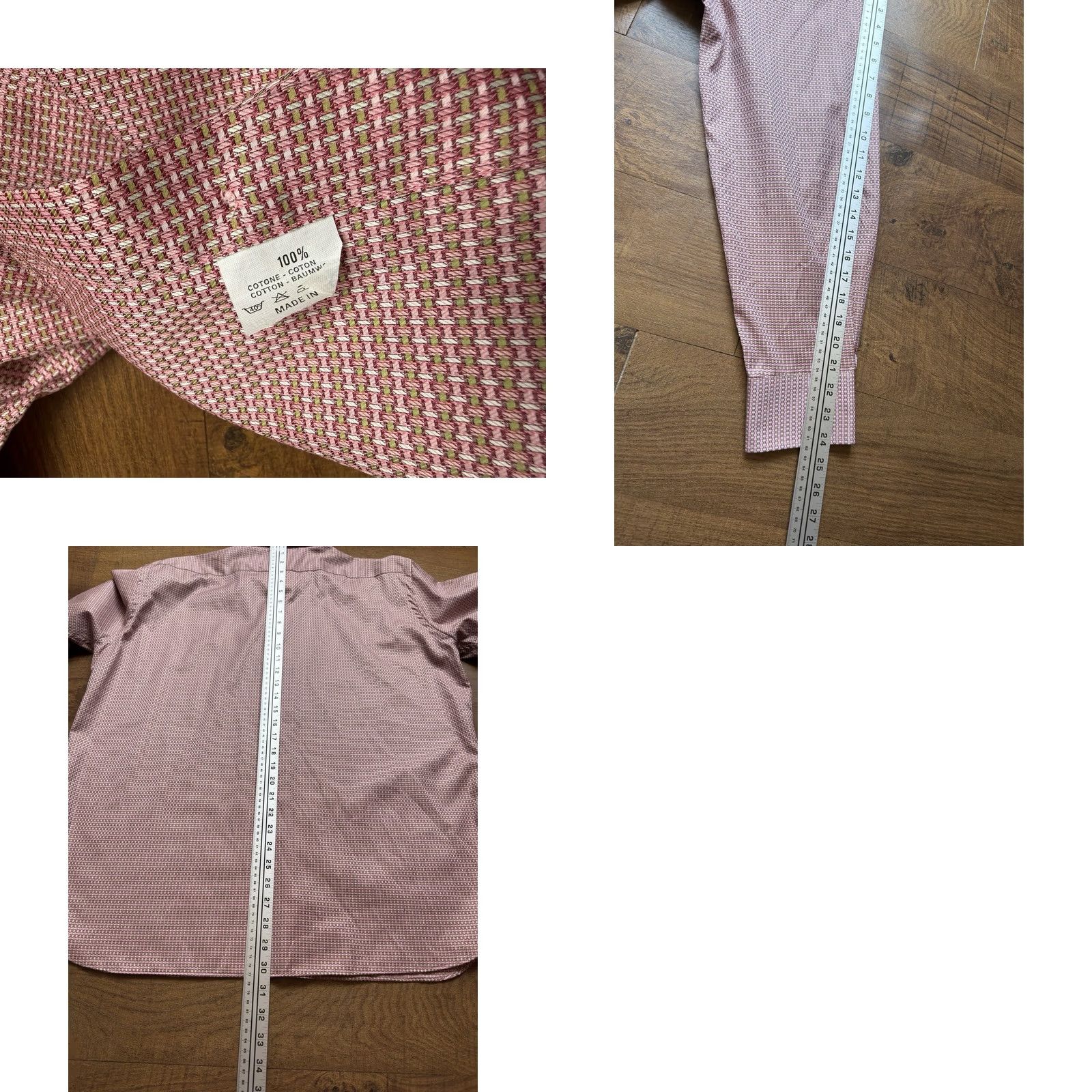 Etro ETRO Shirt Mens 45 Pink Milano Button Basketweave Check Long Sleeve Italy Size US XXL / EU 58 / 5 - 8 Thumbnail