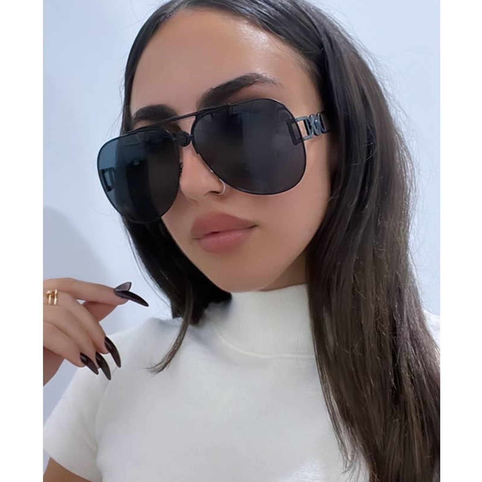 image of New Versace Ve2255 Aviator Sunglasses In Matte Black, Men's