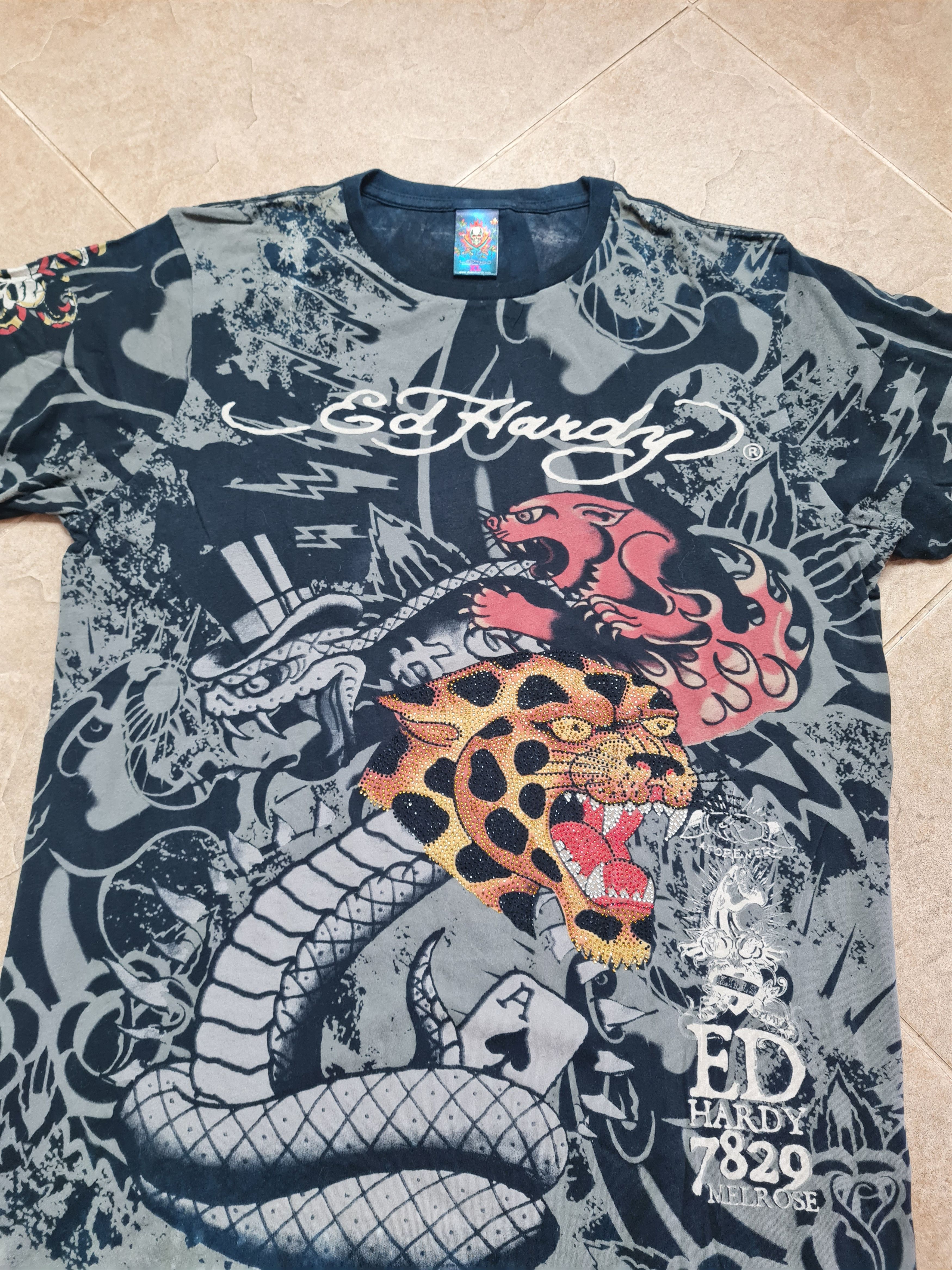 Ed Hardy Ed Hardy Snake Skull Graphic Christian Audigier Tattoo Y2K Size US XL / EU 56 / 4 - 2 Thumbnail