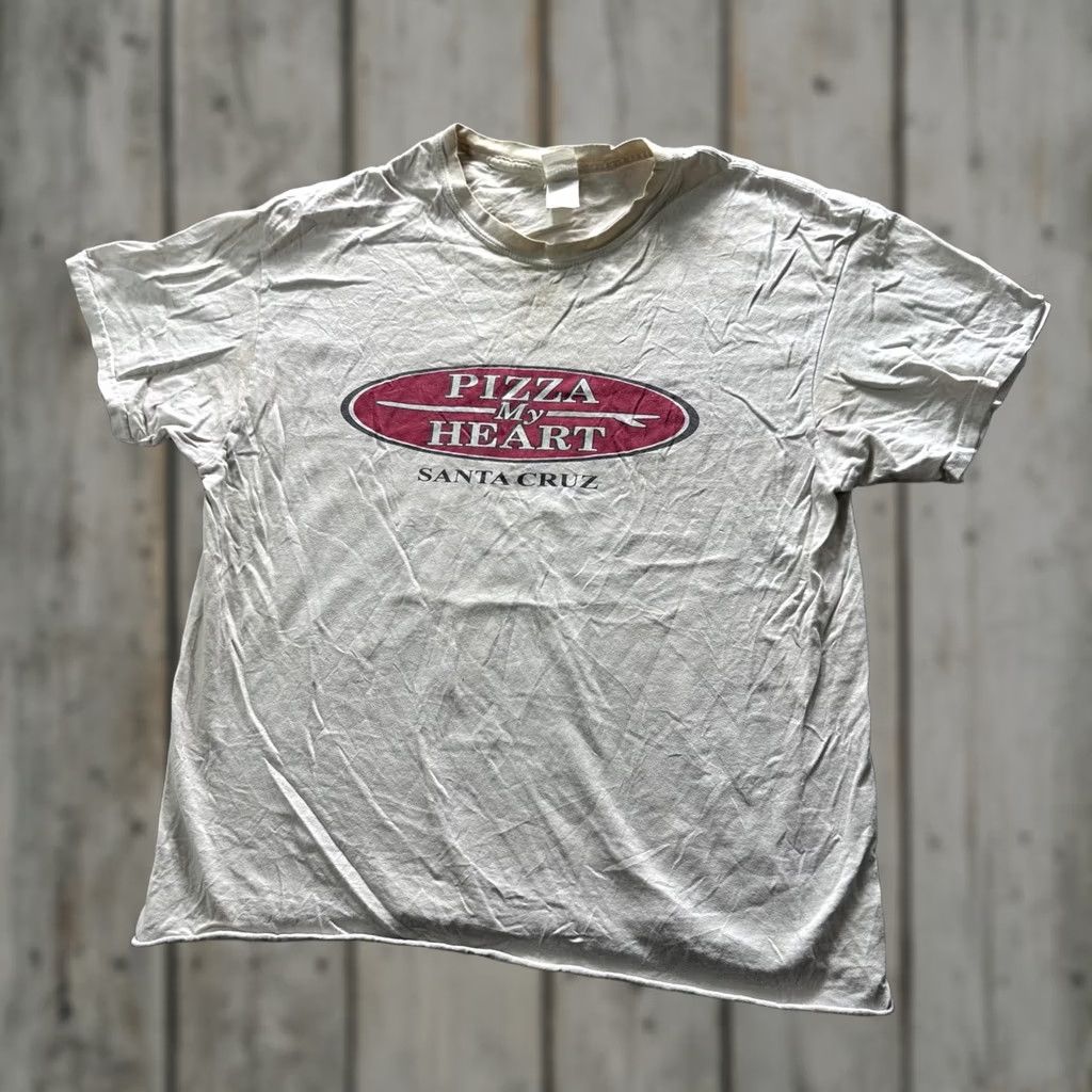 Gildan VTG Pizza My Heart Santa Cruz Graphic Tee Crewneck Gildan Shirt Mens L Beige Size US L / EU 52-54 / 3 - 1 Thumbnail