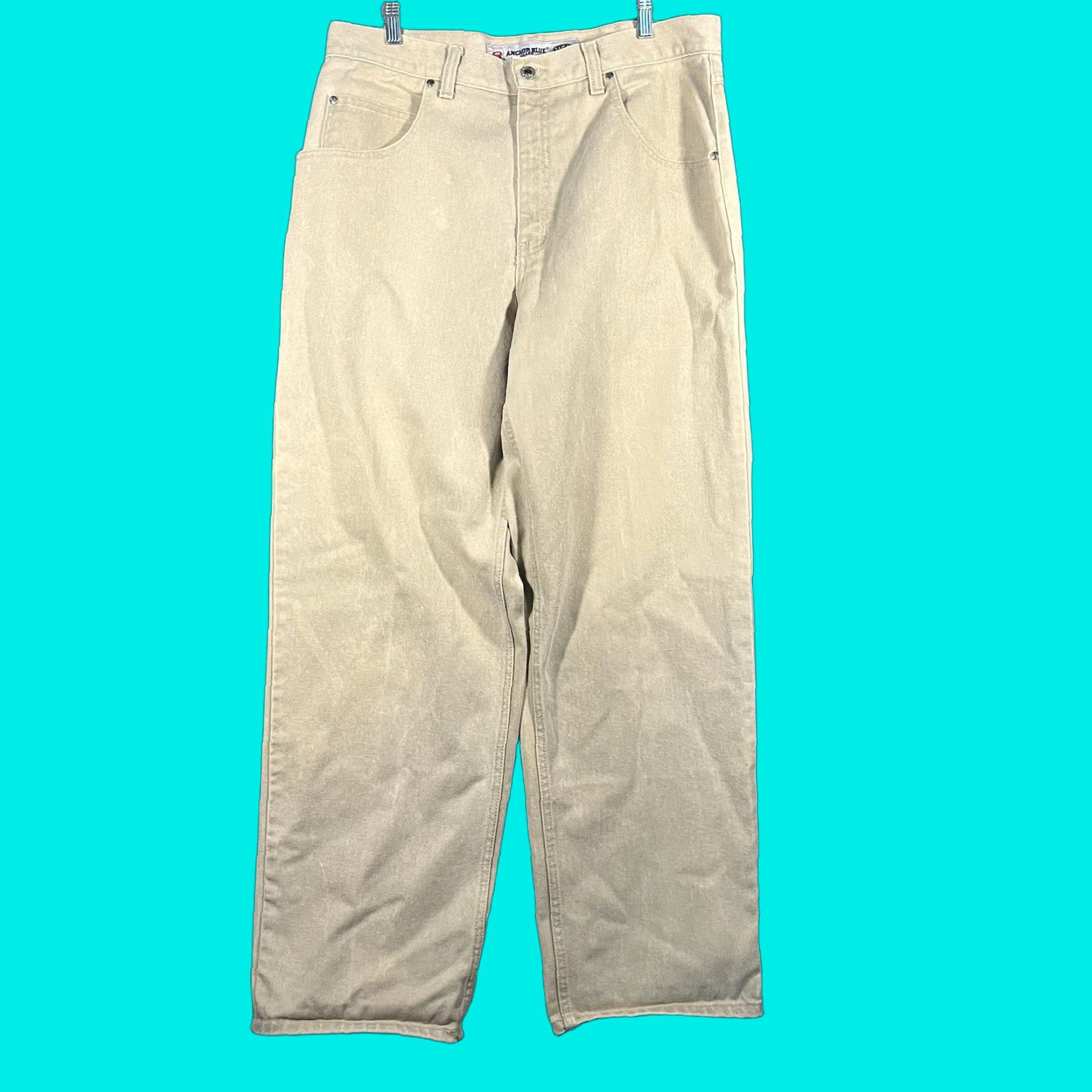 Anchor Blue VINTAGE Anchor Blue Jeans Baggy Straight 38x32 Mens Beige 90s Grunge Hip Hop USA Size US 38 / EU 54 - 1 Thumbnail