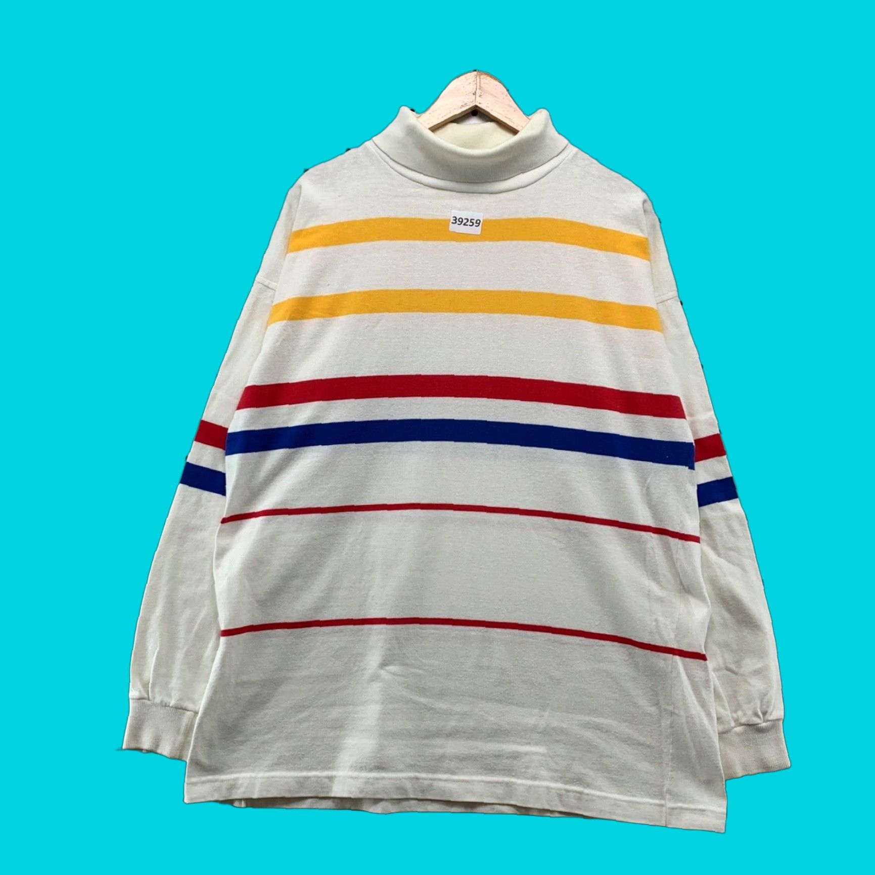Gant VINTAGE 90s GANT Ruger Turtleneck Shirt Men XL Beige Striped Yellow Made USA Retro Fashion Size US XL / EU 56 / 4 - 1 Thumbnail