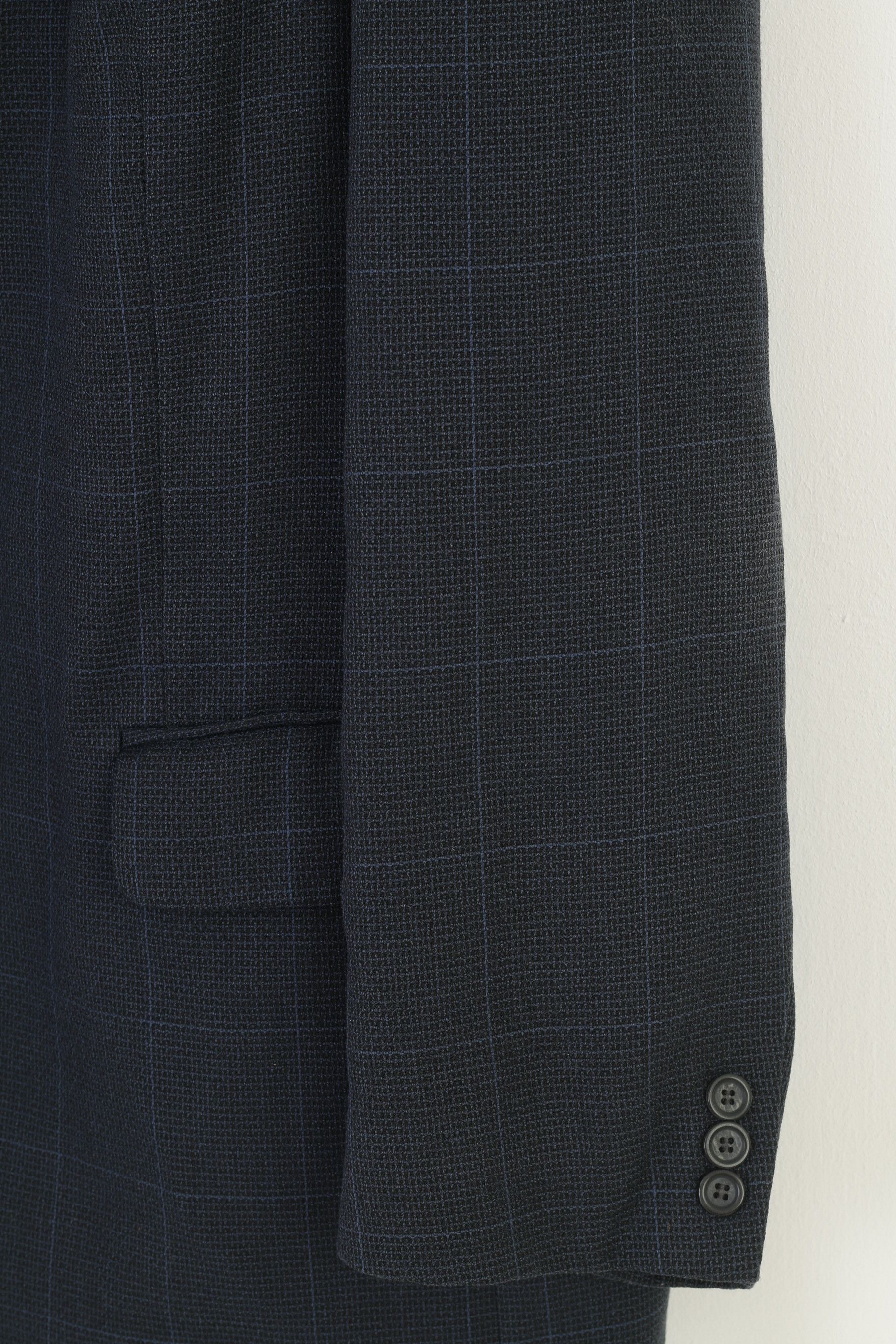 Vintage Intermoda Men 54 44 Blazer Navy Checkered Vintage 0900 Size 44R - 3 Thumbnail