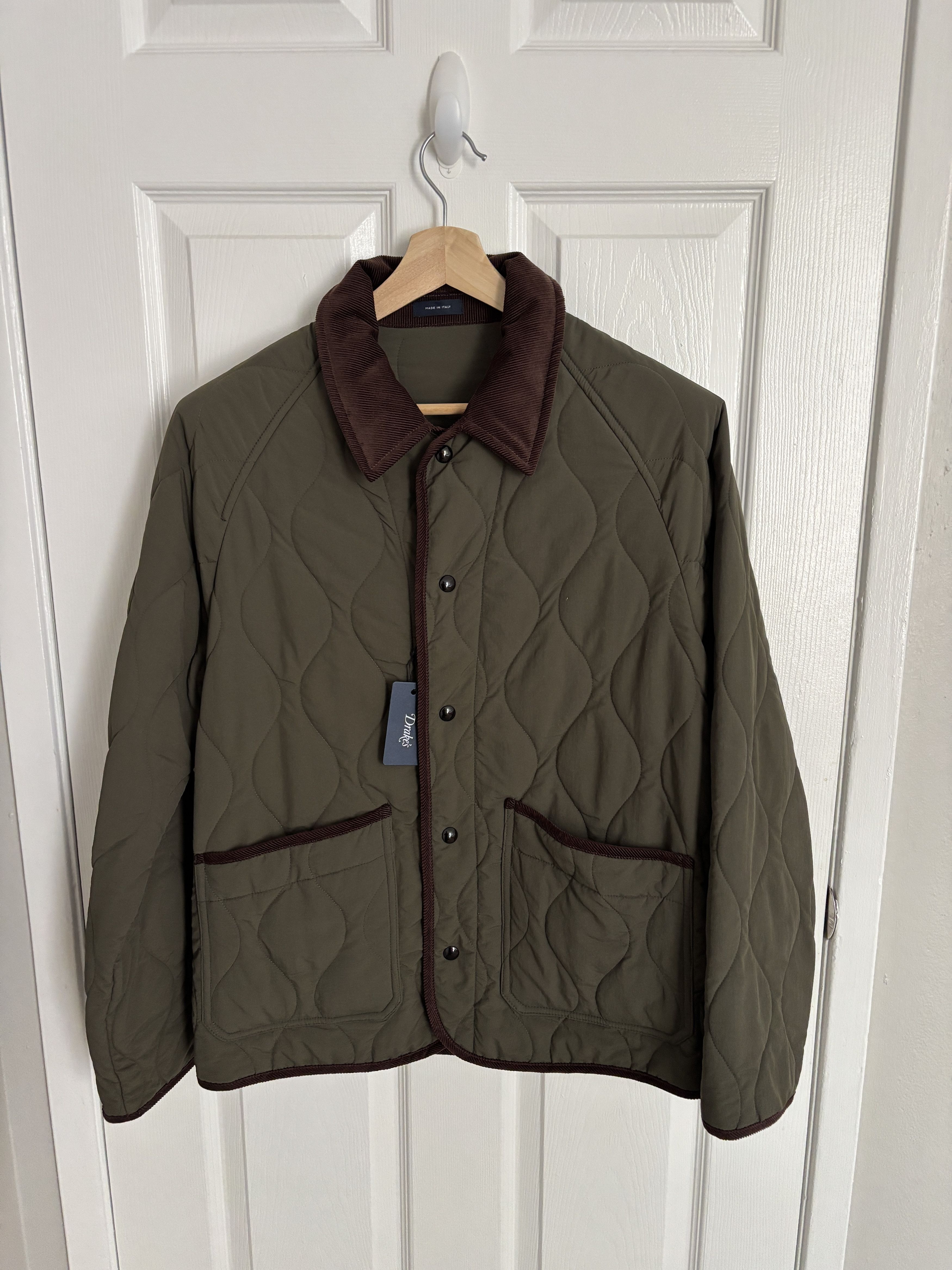 Drake's Drake's Olive Quilted Nylon Jacket Size 38 Size US M / EU 48-50 / 2 - 2 Thumbnail