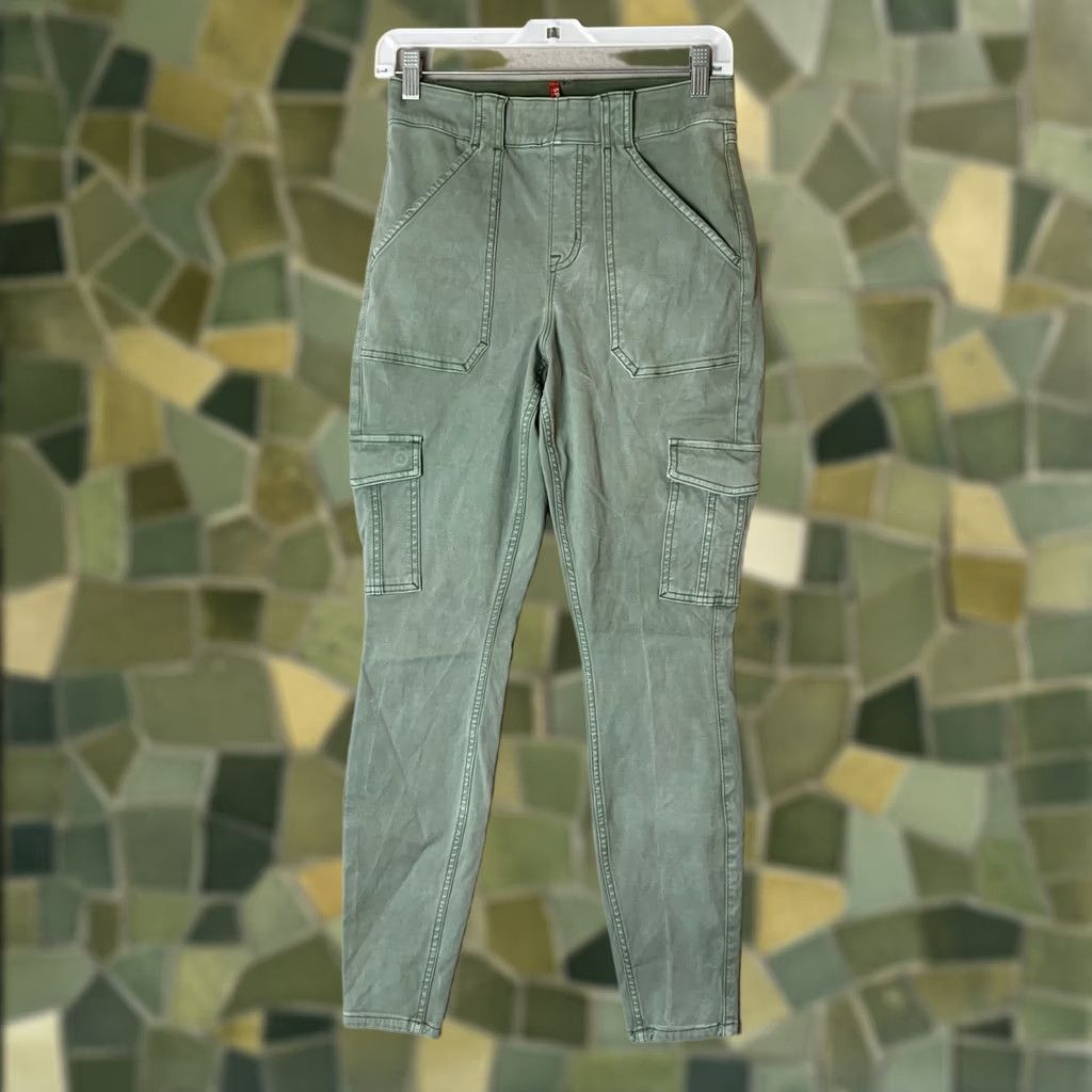 Spanx Spanx Jeans Women Size Medium Green Cargo Pull On Casual Preppy Momcore Denim 5-Pocket Stretch Regular Slim Skinny Wool? Size 32" / US 10 / IT 46 - 1 Thumbnail