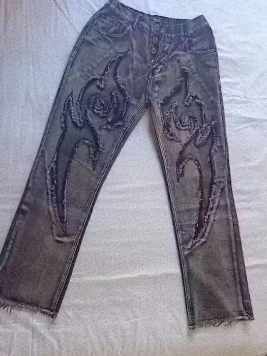 Japanese Brand Black Patchwork Skulls Embroidery Casual Denim Pants Size US 30 / EU 46 - 4 Thumbnail