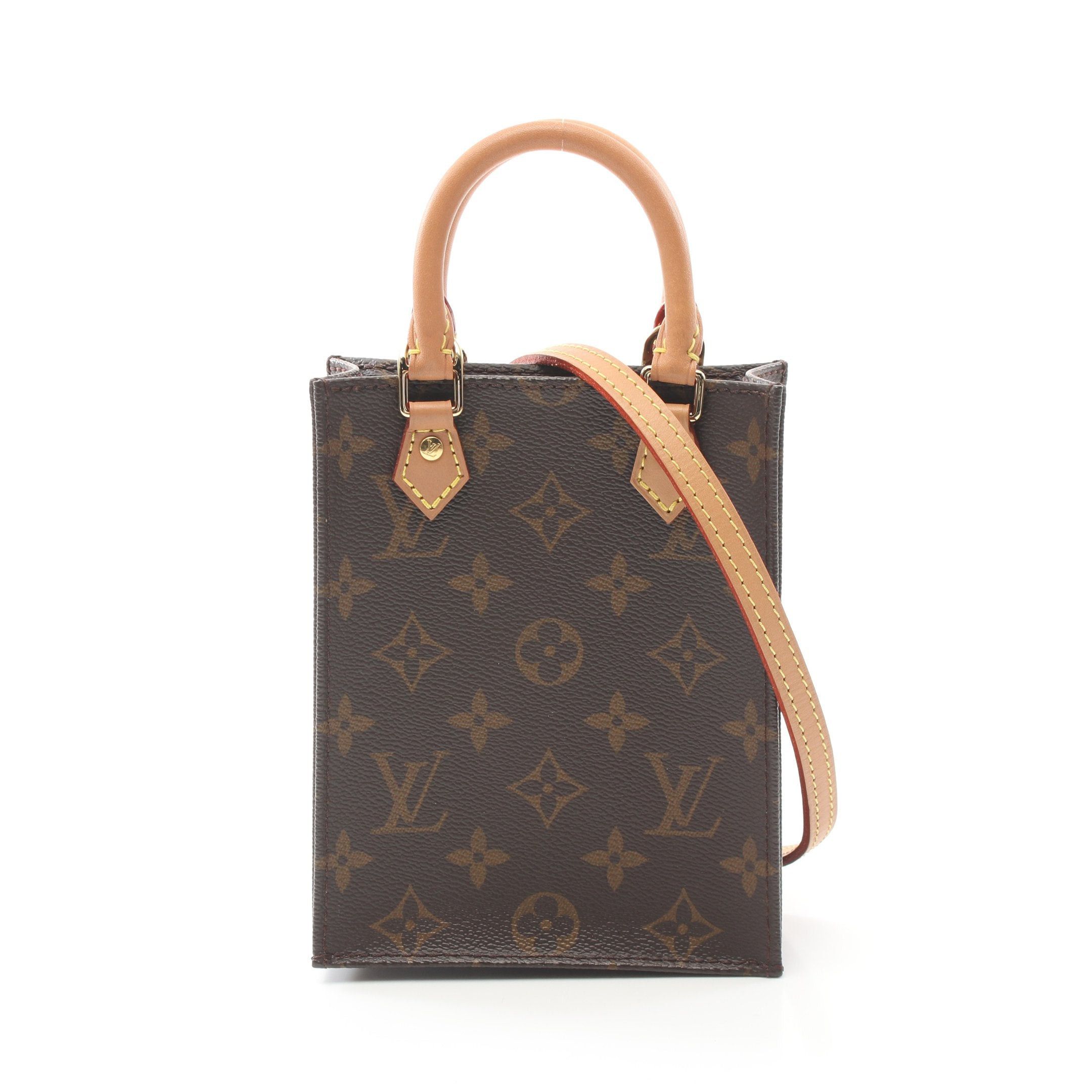 Louis Vuitton Louis Vuitton Petite Sac Plat Monogram Handbag Leather Brown Size ONE SIZE - 1 Thumbnail