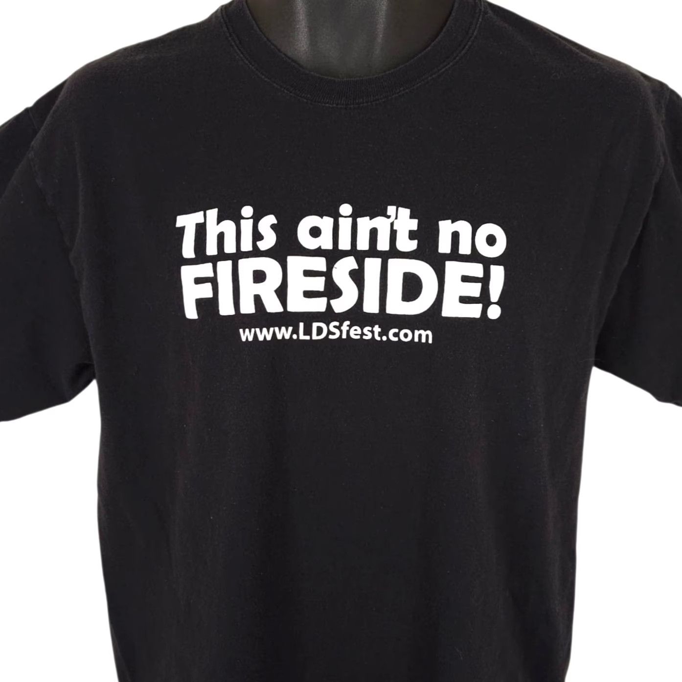 Hanes VINTAGE Hanes T-Shirt Mens Medium Black 90s This Aint No Fireside Mormon LDS Fest Graphic Tee Shirt Mens 90s Church of Jesus Christ Latter Day Saints Size US M / EU 48-50 / 2 - 2 Thumbnail
