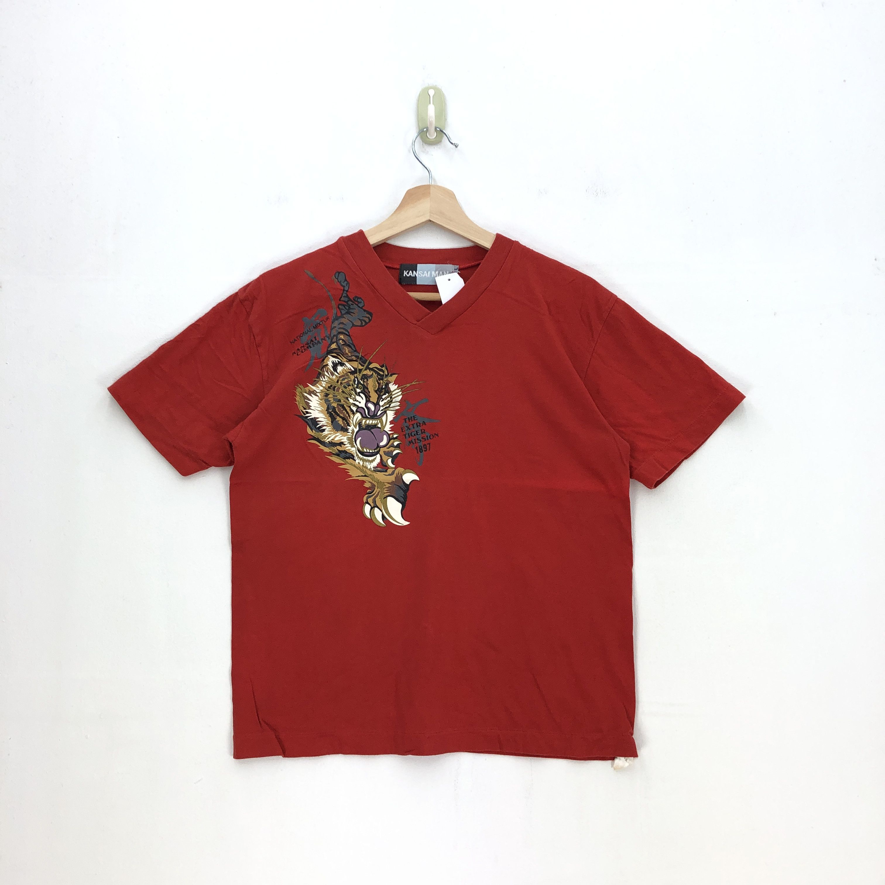 Japanese Brand Vintage Kansaiman T Shirt Tiger Sukajan Print 56789 Size US M / EU 48-50 / 2 - 1 Thumbnail