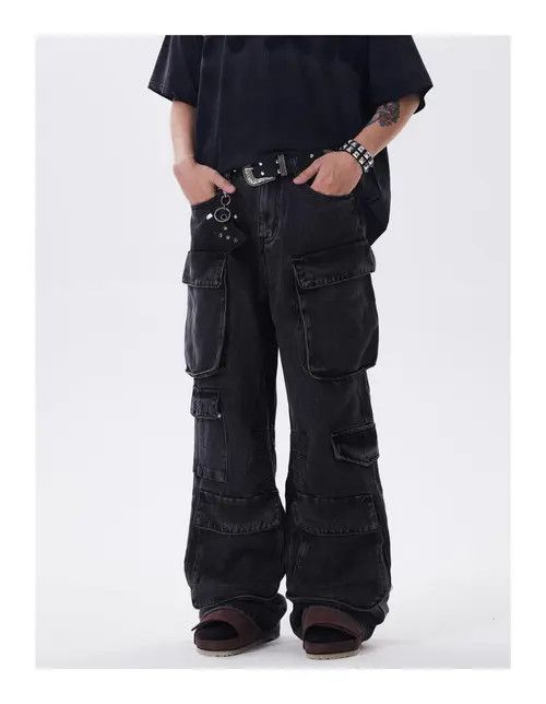VIBE Baggy Cargo Black Denim Jeans Size US 30 / EU 46 - 2 Thumbnail