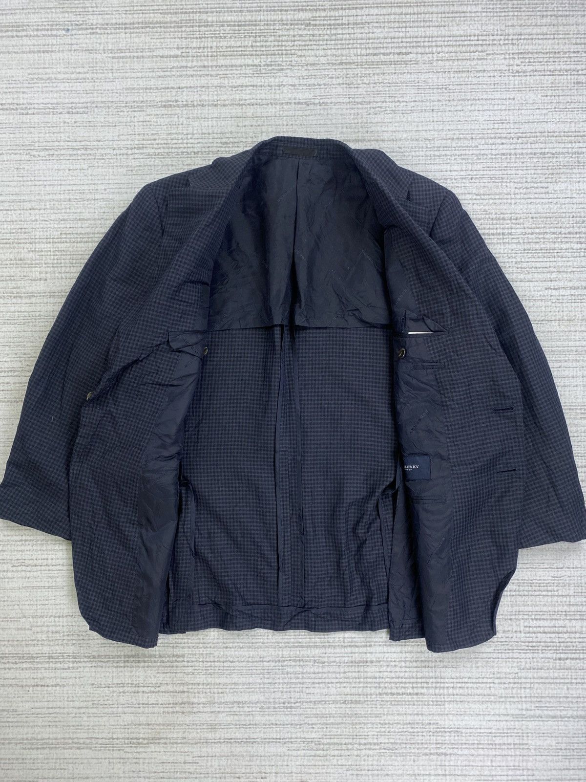 Burberry × Japanese Brand × Vintage Vtg 90s Burberry London Surface Hemp Material Plaid Blazer Size US M / EU 48-50 / 2 - 6 Thumbnail