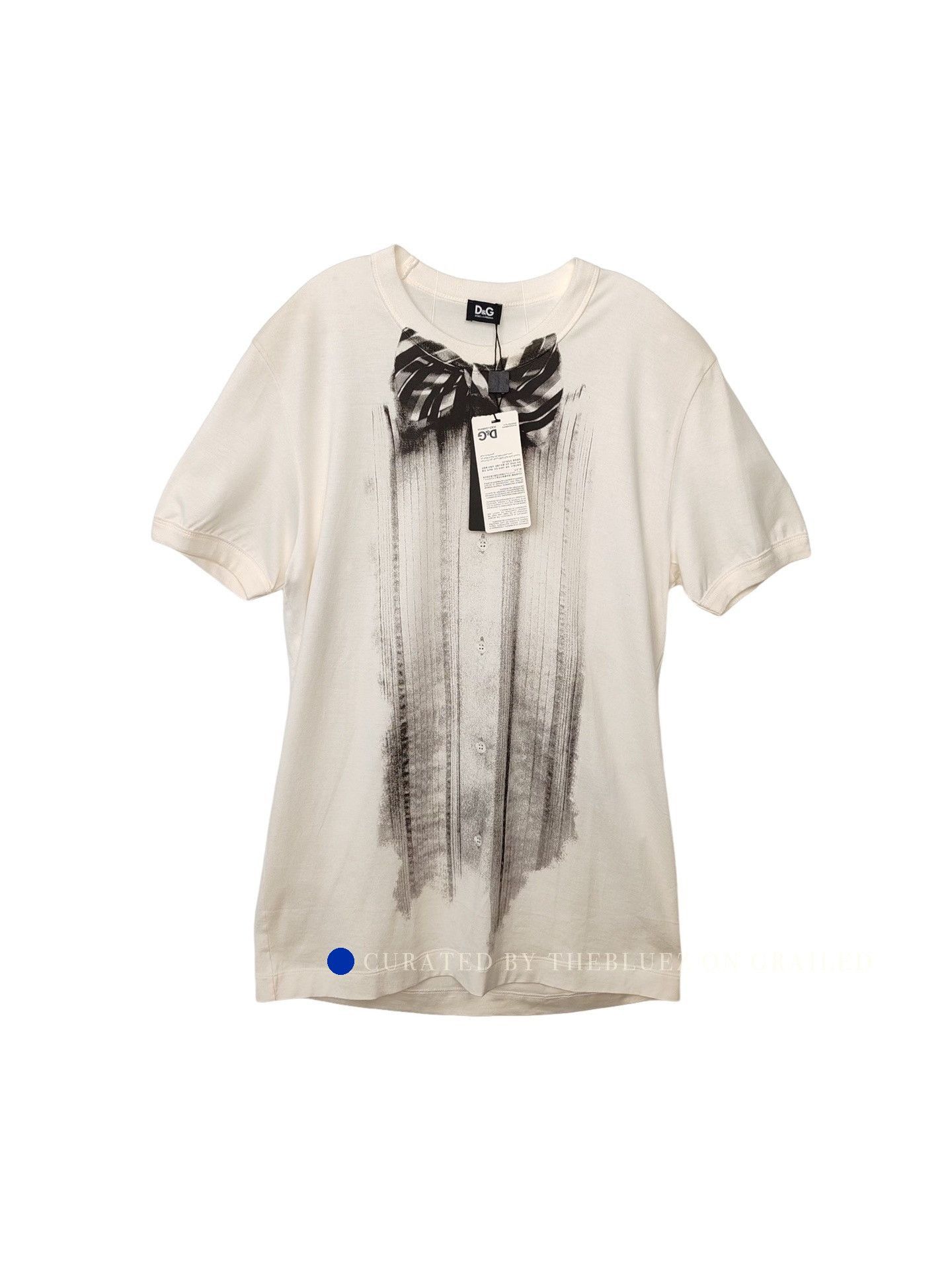 Dolce & Gabbana White Short Sleeve Bow Tie Print T-Shirt Size US M / EU 48-50 / 2 - 1 Thumbnail