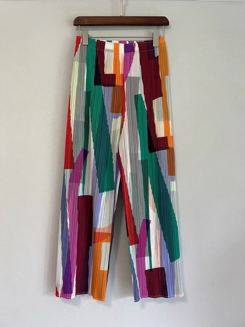 Issey Miyake Issey Miyake size:4 Colorful pleated striped pants Size 31" - 1 Thumbnail