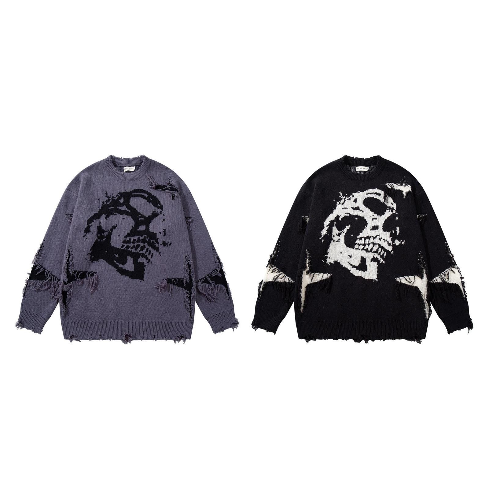 Japanese Brand Skull Distressed Knit Sweater, Oversized Skeleton Pullover Size US M / EU 48-50 / 2 - 6 Thumbnail