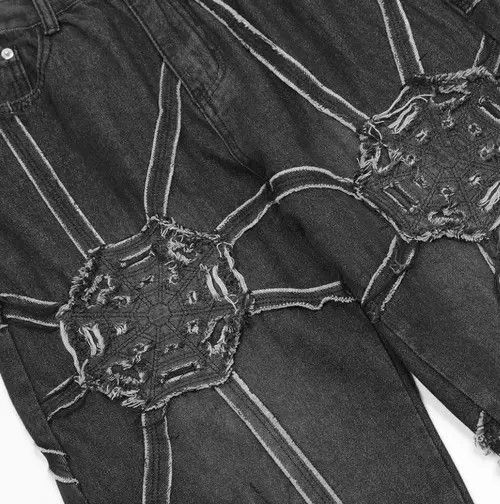VIBE High street design spider web denim straight trousers Size US 34 / EU 50 - 6 Thumbnail