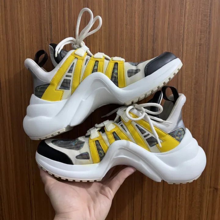 Louis Vuitton Louis Vuitton Sporty Casual Sneakers in White and Yellow -2 Size US 8.5 / EU 41-42 - 7 Thumbnail