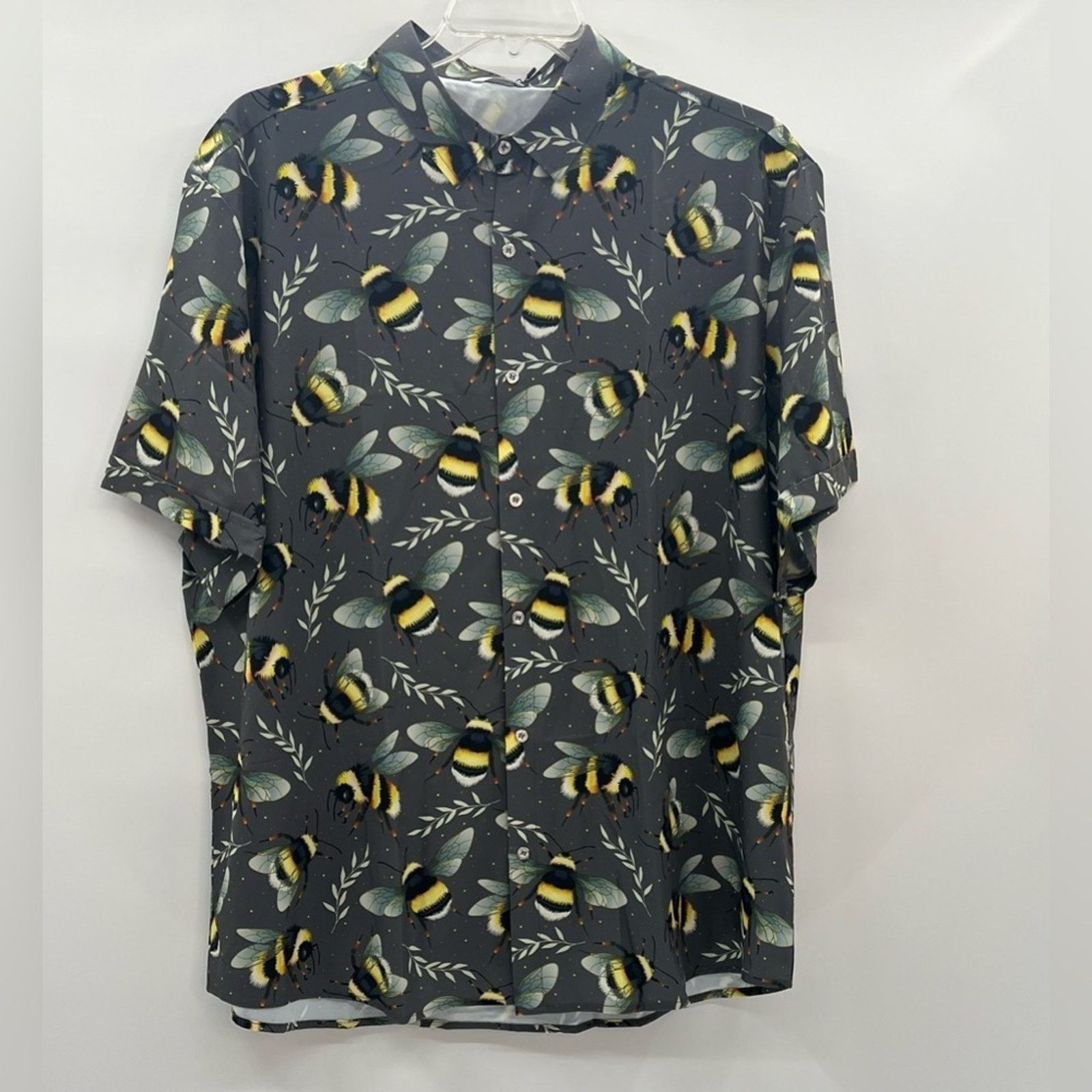 & Other Stories Simmashah Men's Bumble Bee Print Short Sleeve Shirt Size US 39 - 2 Thumbnail