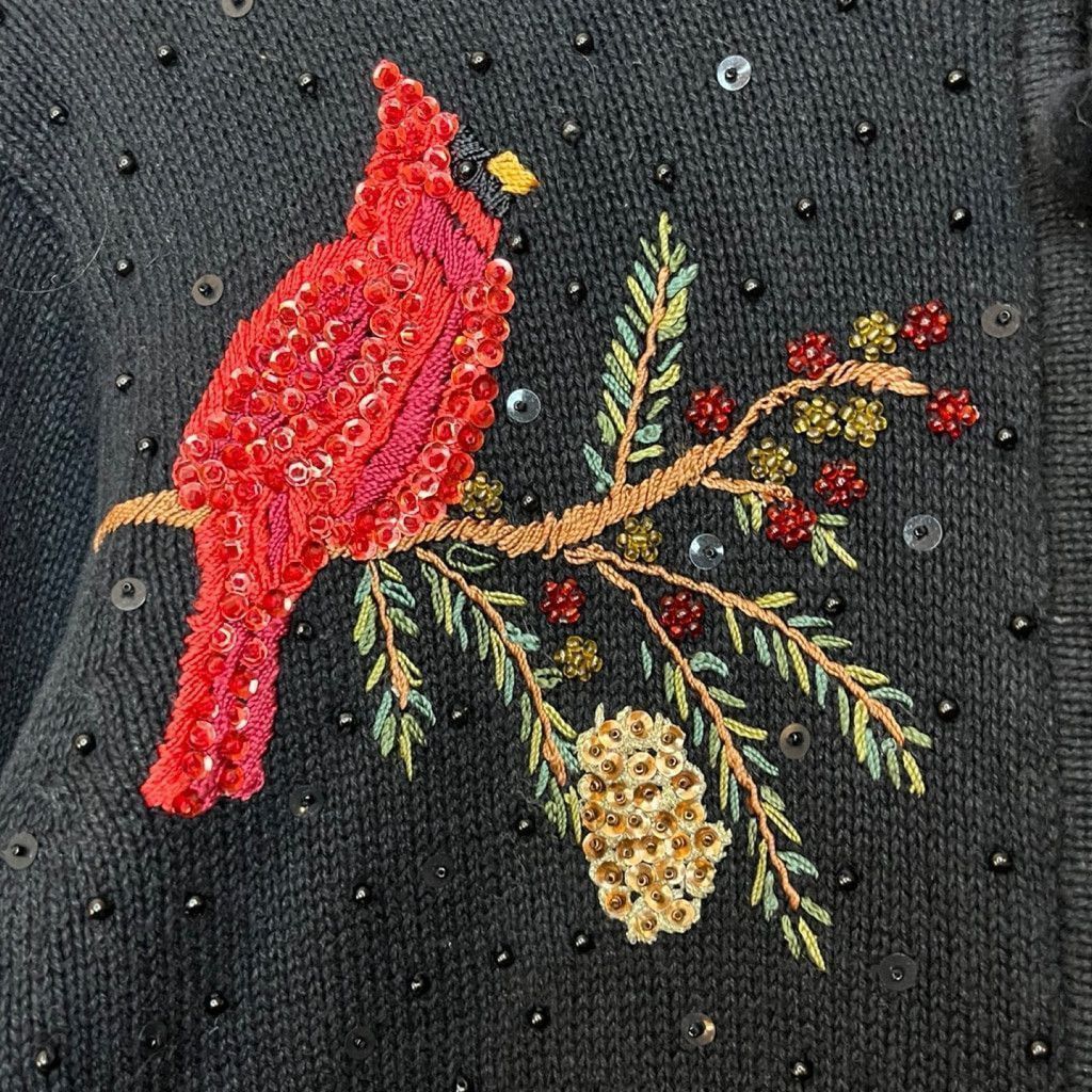 Vintage Y2K Heirloom Holiday Cardigan Sweater M Sequins Embroidered Size M / US 6-8 / IT 42-44 - 7 Thumbnail
