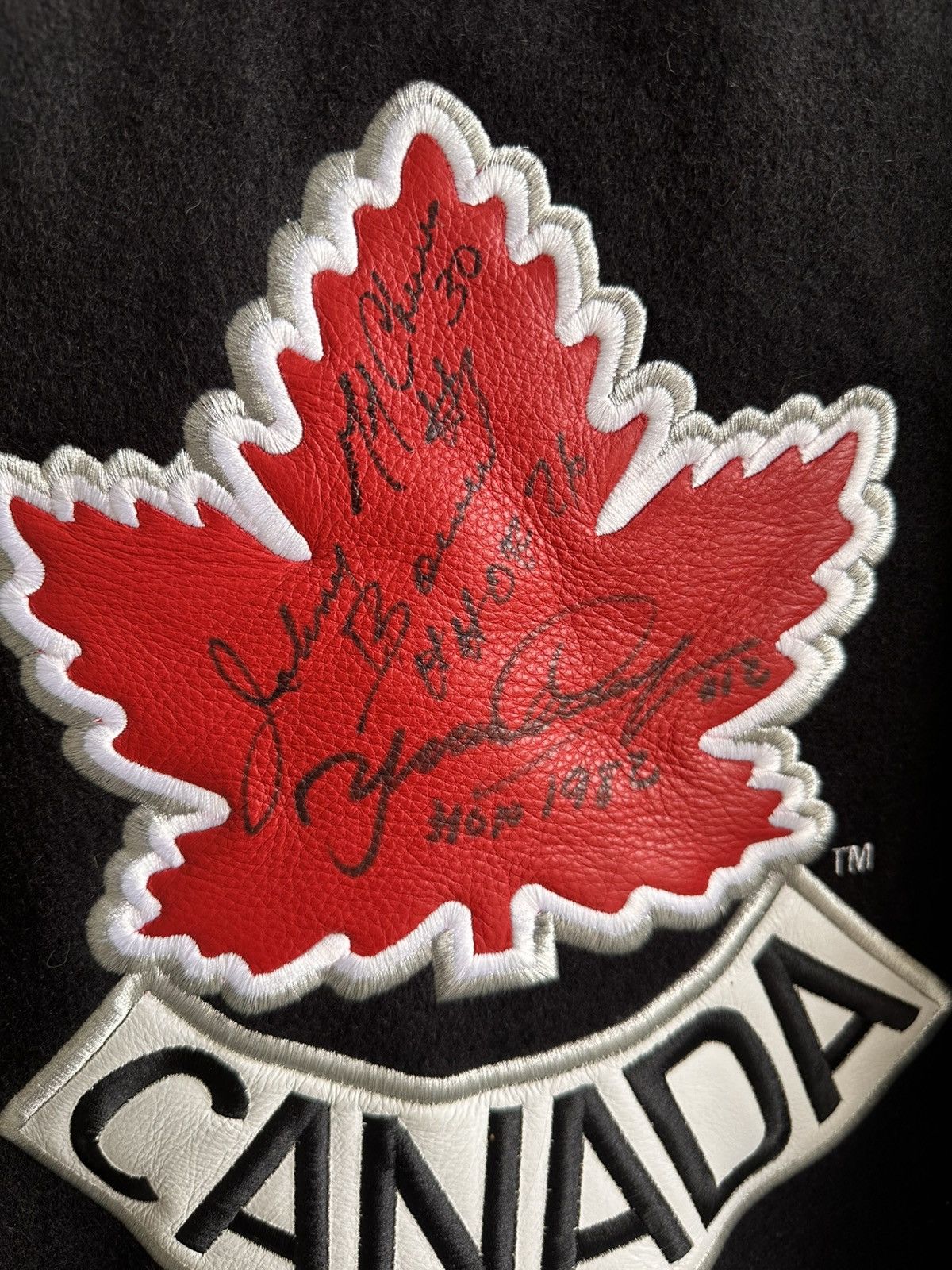 Nike Nike Team Canada Olympic Hockey Jacket Leather SIGNED Size US L / EU 52-54 / 3 - 3 Thumbnail