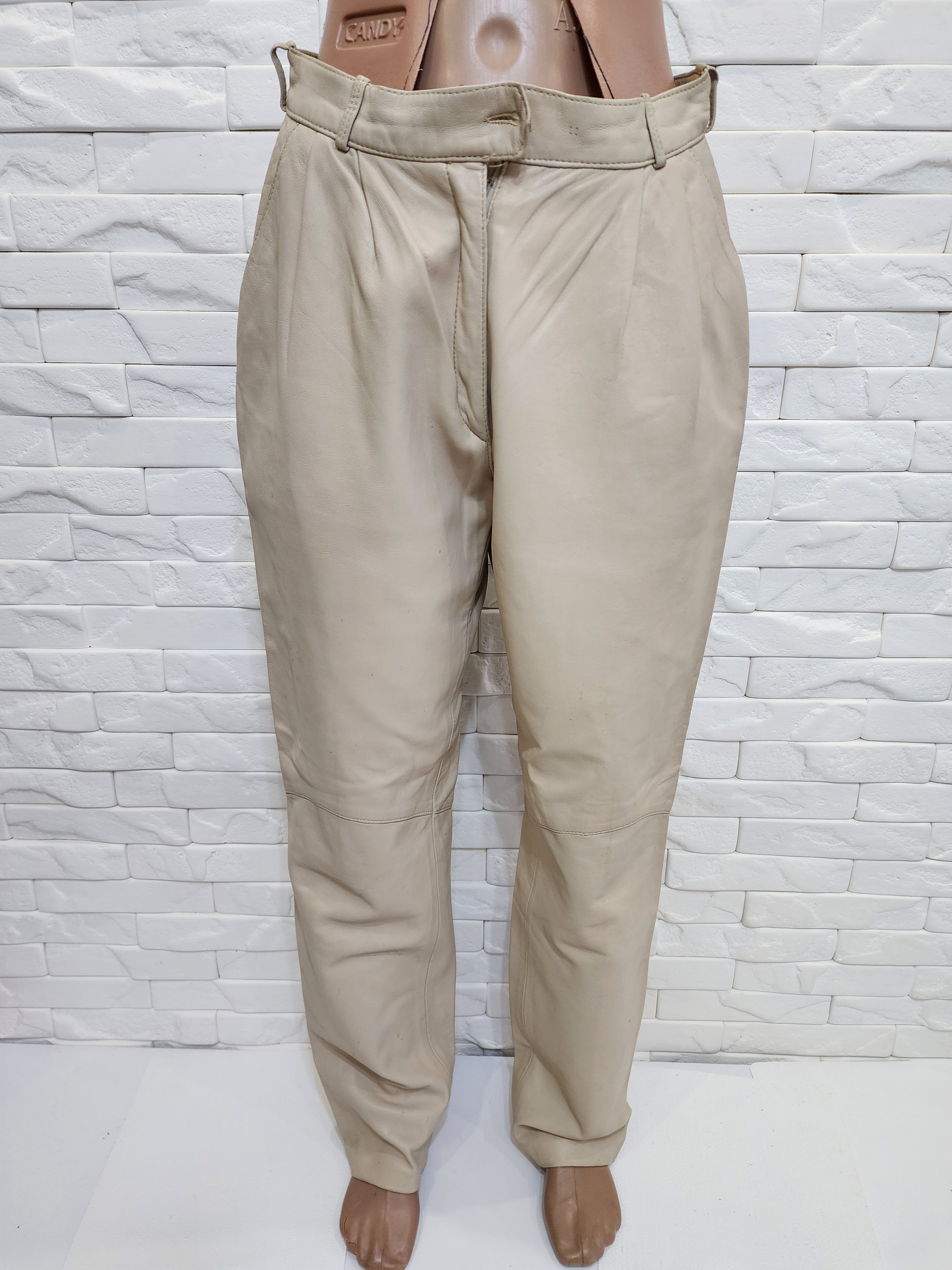 Other Beige women's leather pants. Size 27" / US 4 / IT 40 - 1 Thumbnail