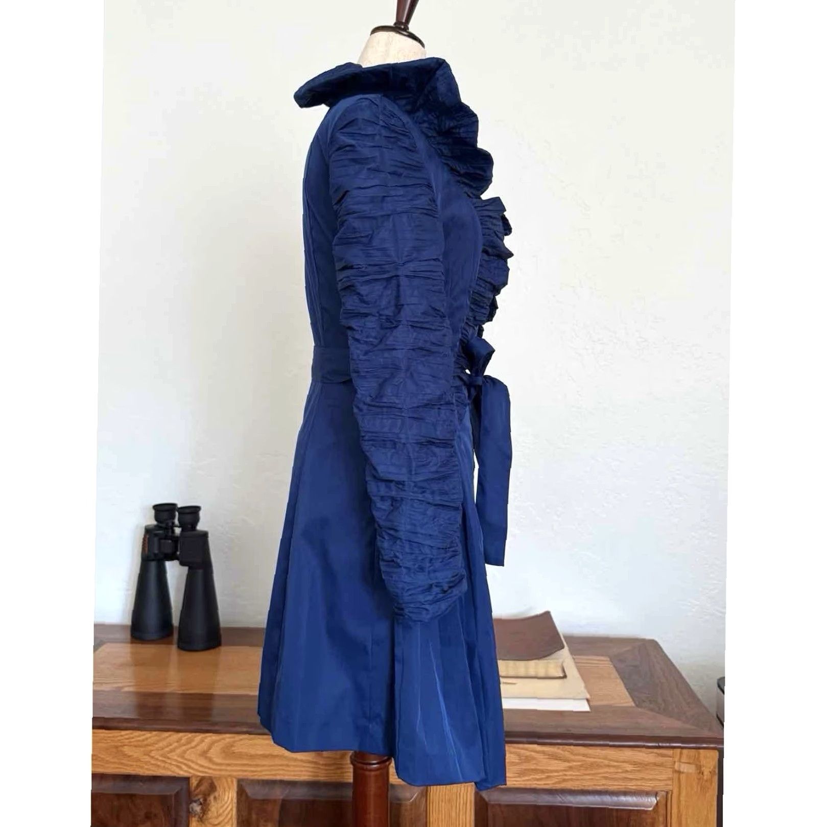 Vintage **Blue Ruched Samuel Dong Full-Zipper XS Dress Jacket** New title: **Blue Ruched Samuel Dong Full-Zipper XS Dress Jacket** Size XS / US 0-2 / IT 36-38 - 3 Thumbnail