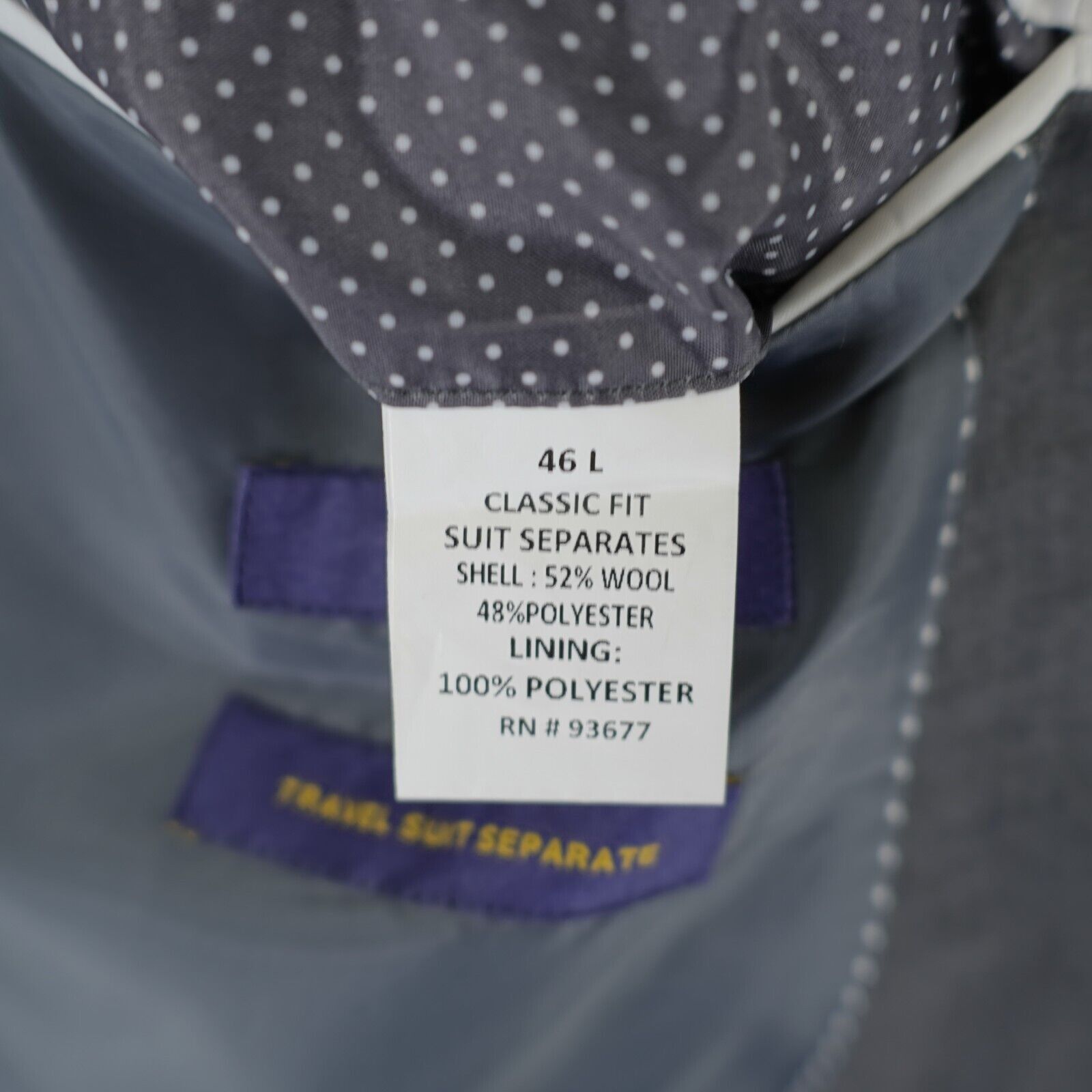 Stafford Stafford Wool Blend Classic Fit Gray Travel Suit Jacket 44L Size 44L - 10 Thumbnail