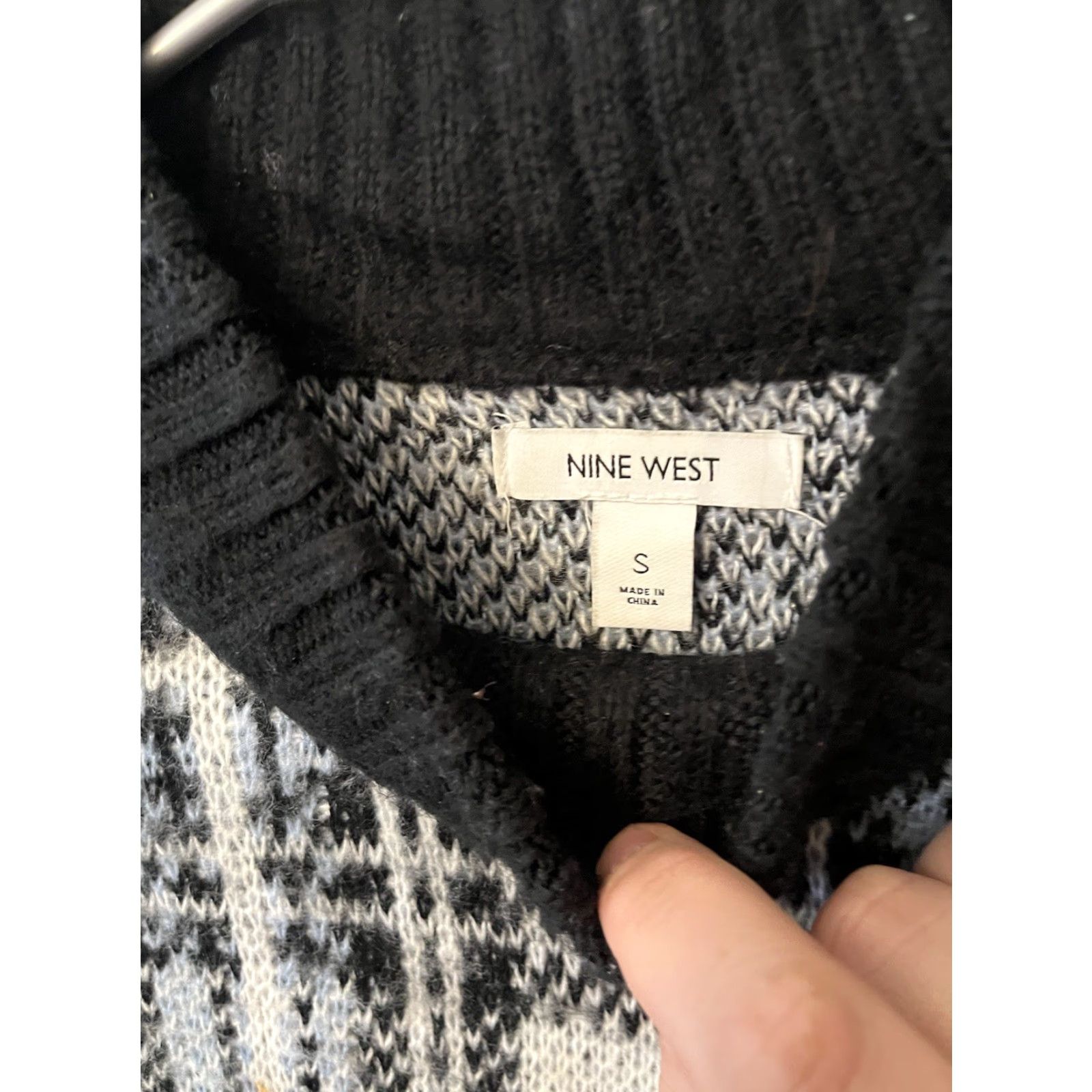 Nine West Nine West Tunic Sweater M Black and White Plaid Long Sleeve Mock Turtleneck Pullover Women Casual Workwear Fall Winter Size M / US 6-8 / IT 42-44 - 3 Thumbnail